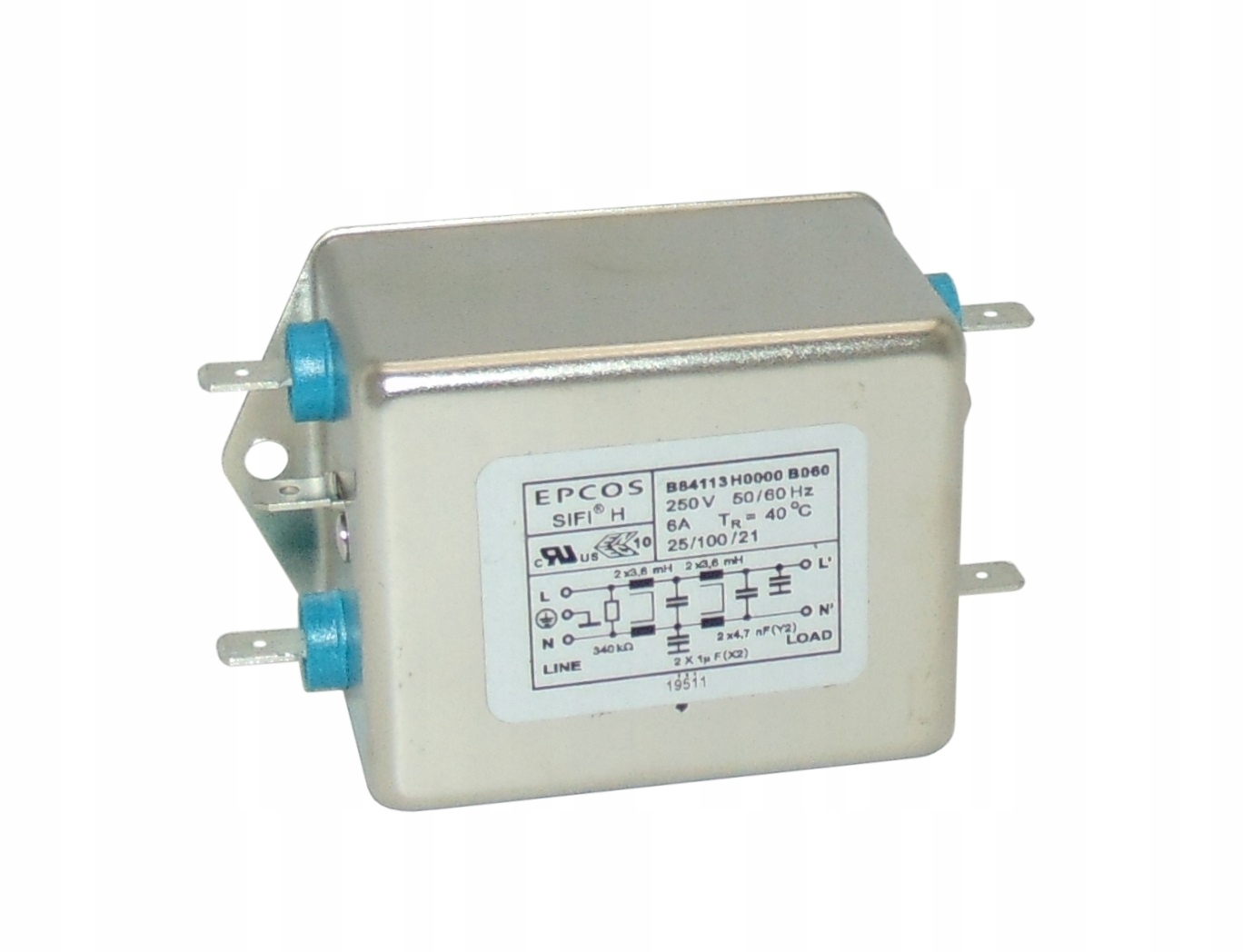 EPCOS FILTR PRZECIWZAKŁÓCENIOWY 250V 6A 1-FAZOWY