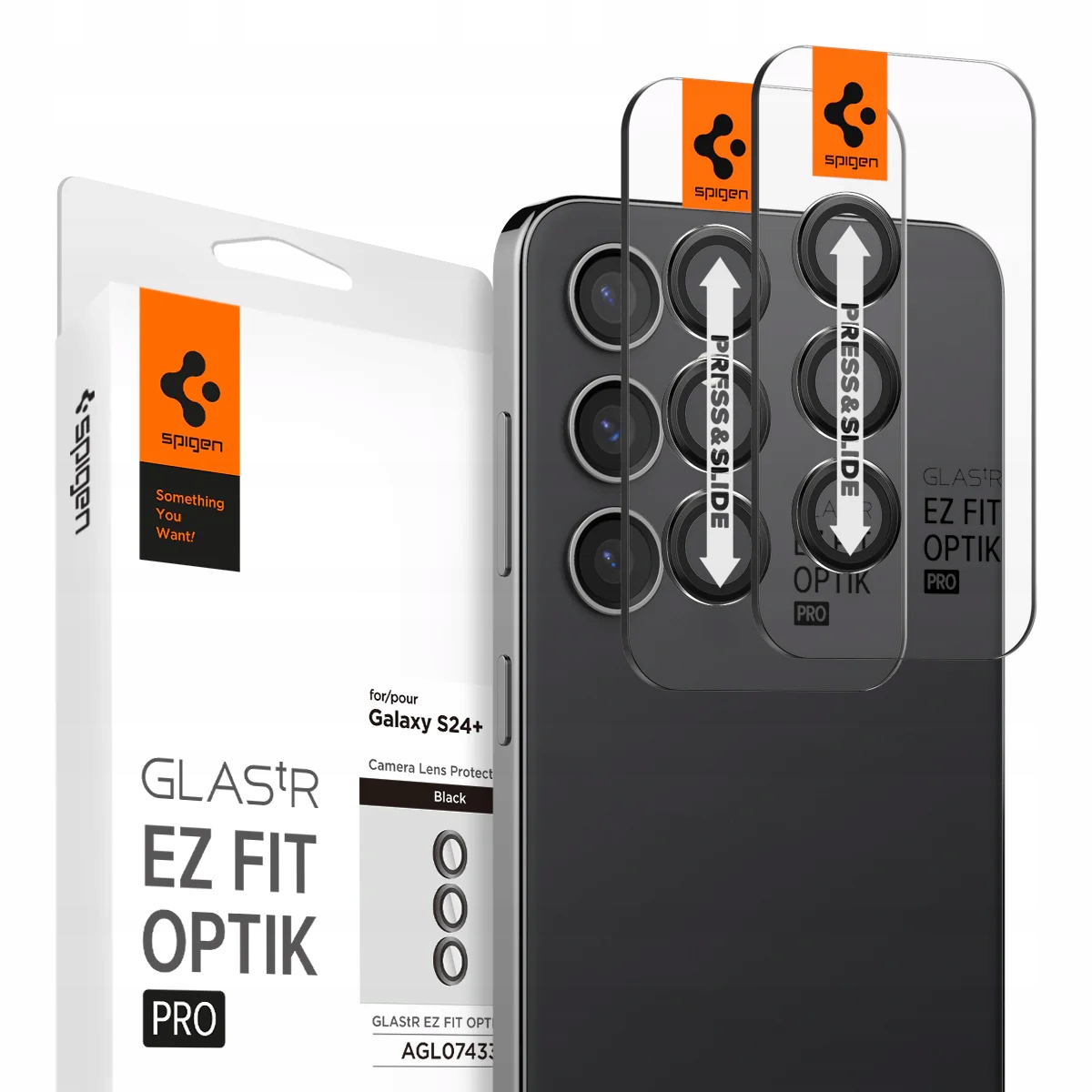 Spigen Glass tR Ez Fit Optik Pro 2 sztuki, czarny Samsung Galaxy S24+