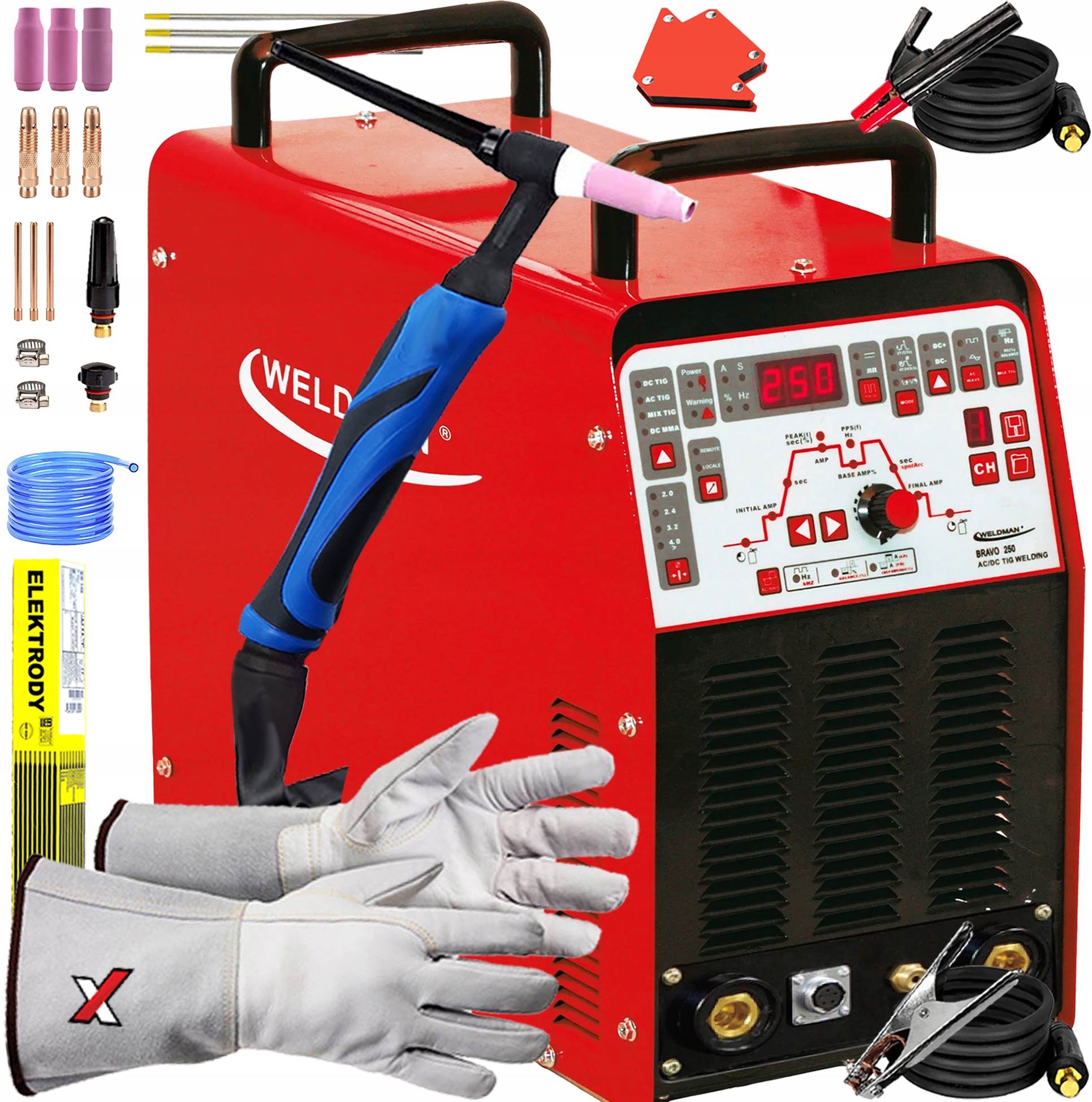 Invertorová Svářečka Weldman Bravo Tig 250 Ac/dc Hf Puls Bod Mma Paměť