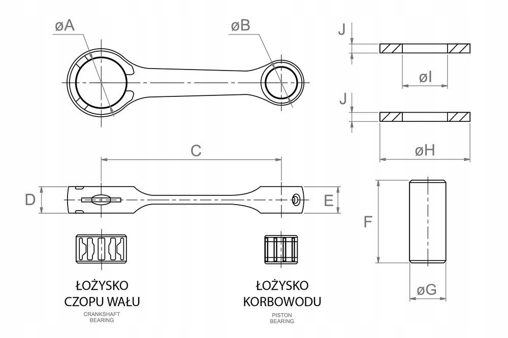Korbowod Top Racing STD CPI Keeway 12mm EAN 5605822001331