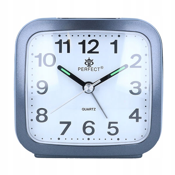 Zegar budzik Perfect odcienie szarości 8cm głośny alarm, czytelna tarcza
