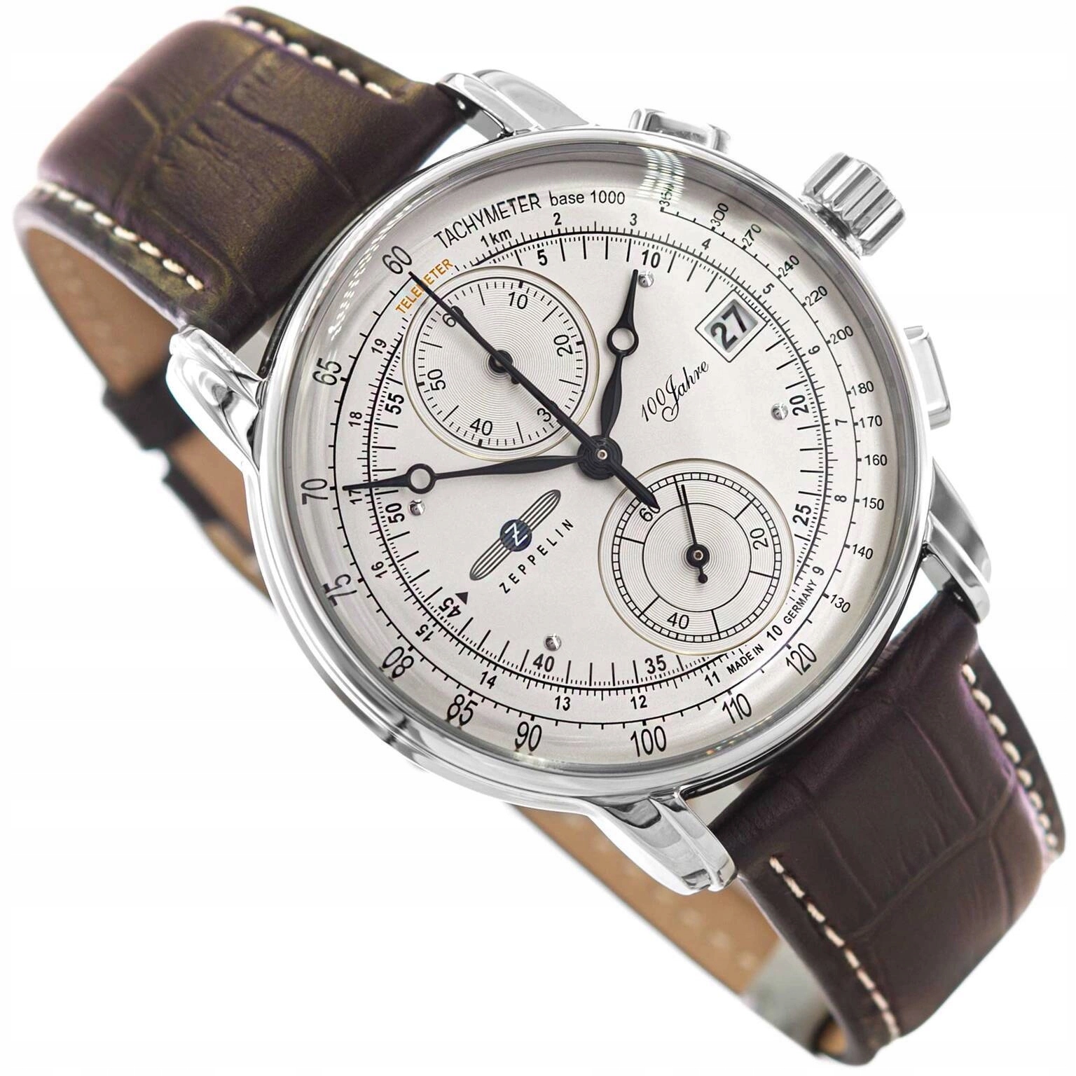 Pánské hodinky Zeppelin 8670-1 100 Jahre hnědé Datumovka Chronograf