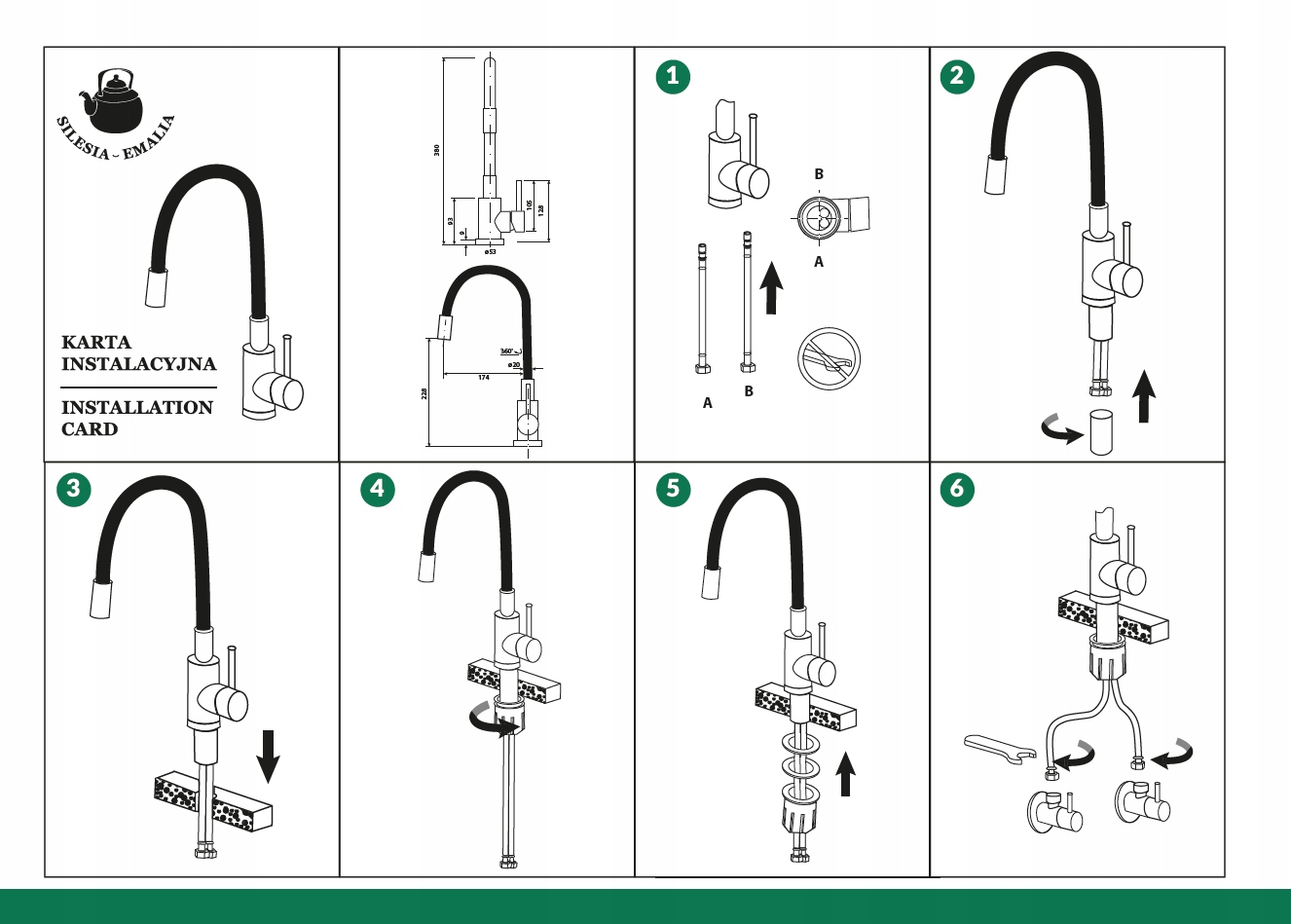 BATERIA KUCHENNA ELASTYCZNA WYLEWKA 360° KRAN GIĘTKA WYLEWKA ZLEWOZMYWAK