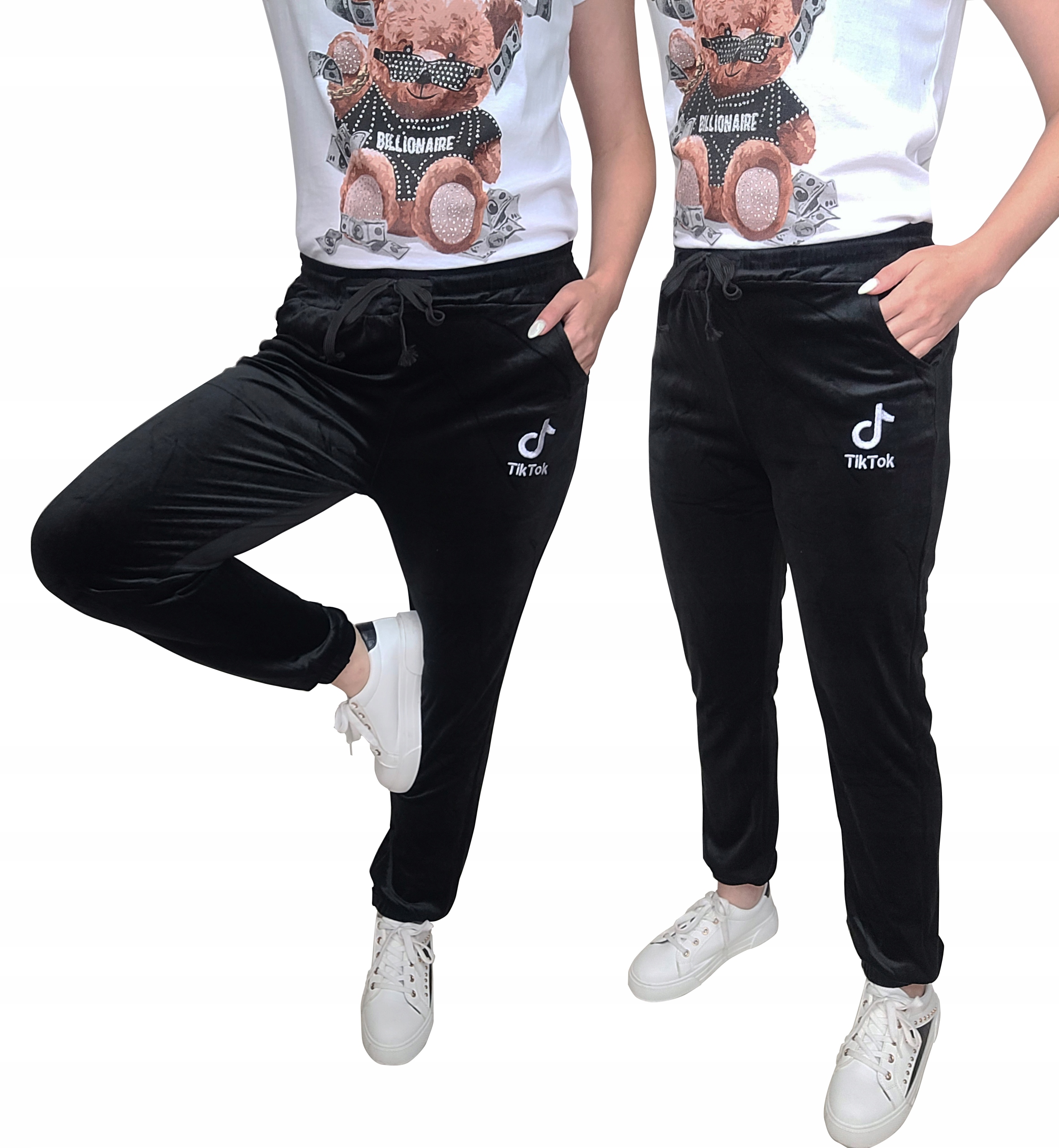 

Spodnie dresy welurowe Tik Tok czarne Dres S/m
