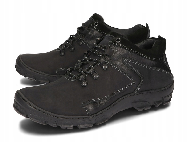 TRZEWIKI MĘSKIE TREKKINGI OCIEPLONE 905 CZARNY 42 Długość wkładki 27.5 cm