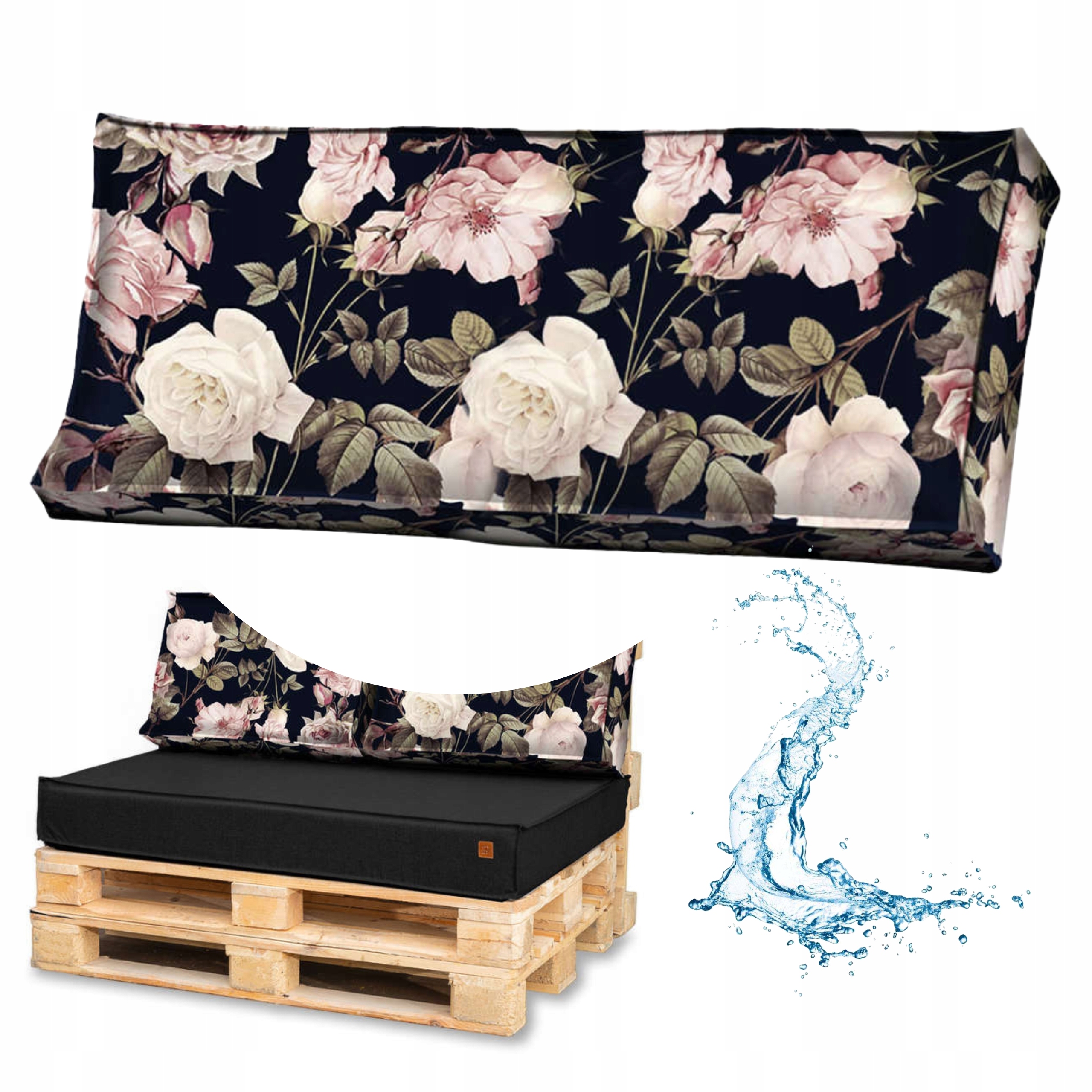 Polštář zahradní Poduška na nábytek z europalet Opěradlo Voděodolný Blomster