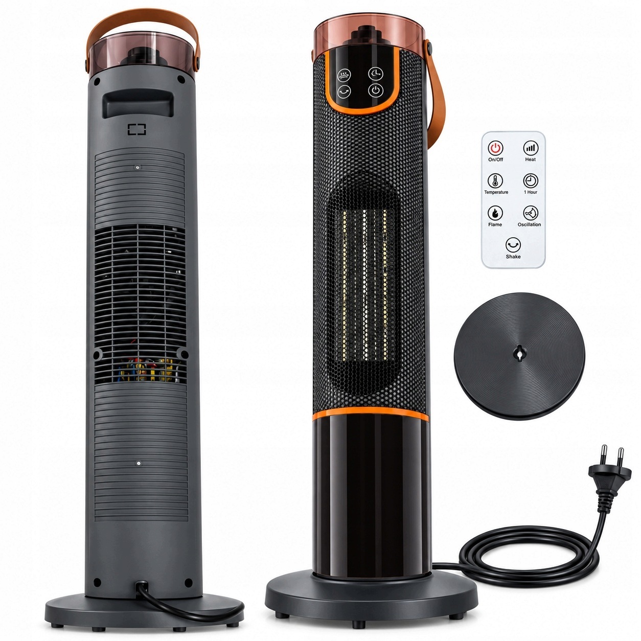 Elektrický sloupový termoventilátor s krbem Pilot 2000W Led