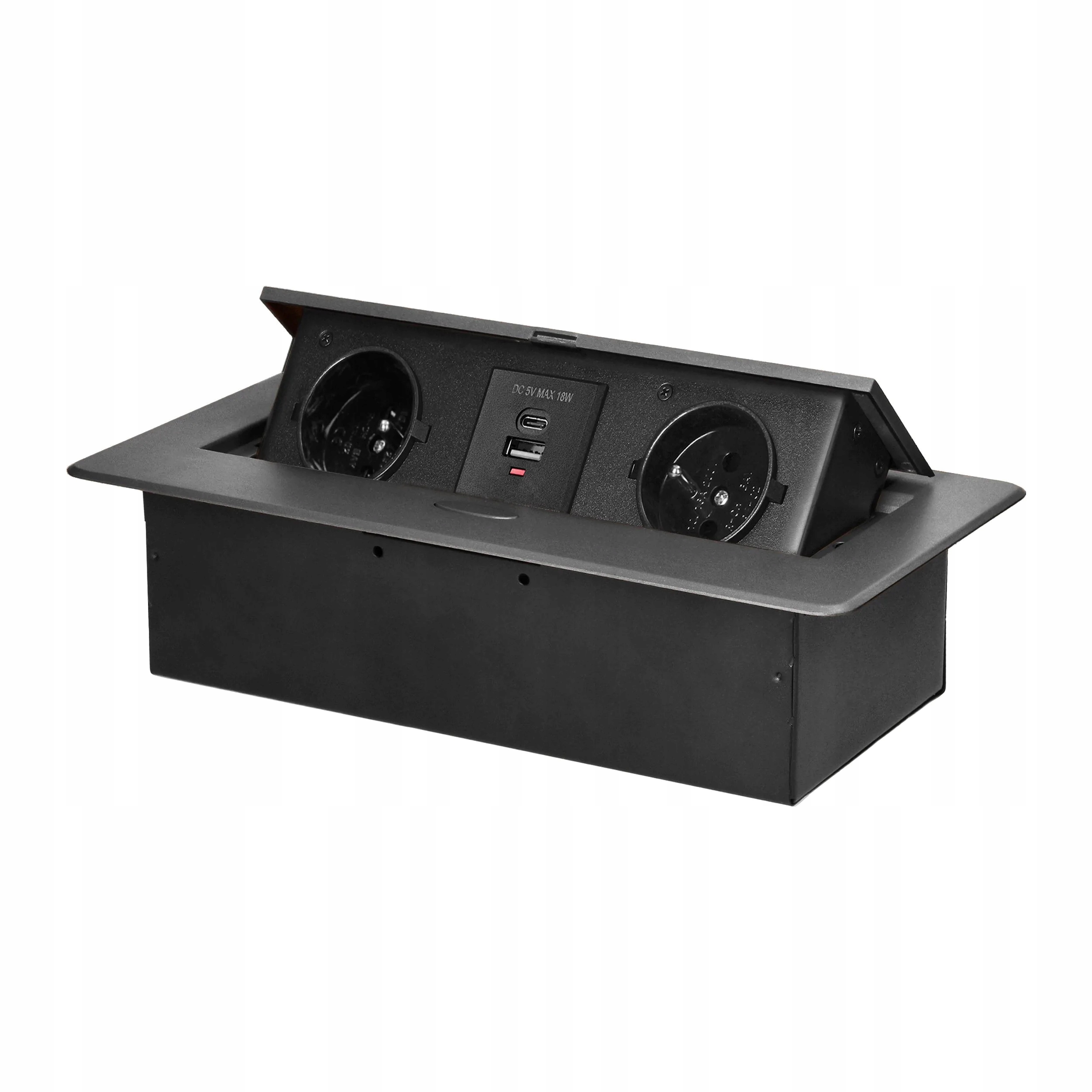 Grafitová nábytková stolní zásuvka Schuko s Usb A+c vstupem Orno