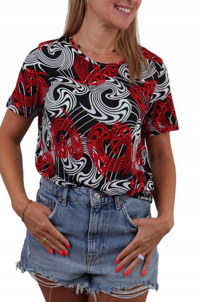 

Lekka Bluzka Zwiewna Wzory Wzorki Kolory *3XL