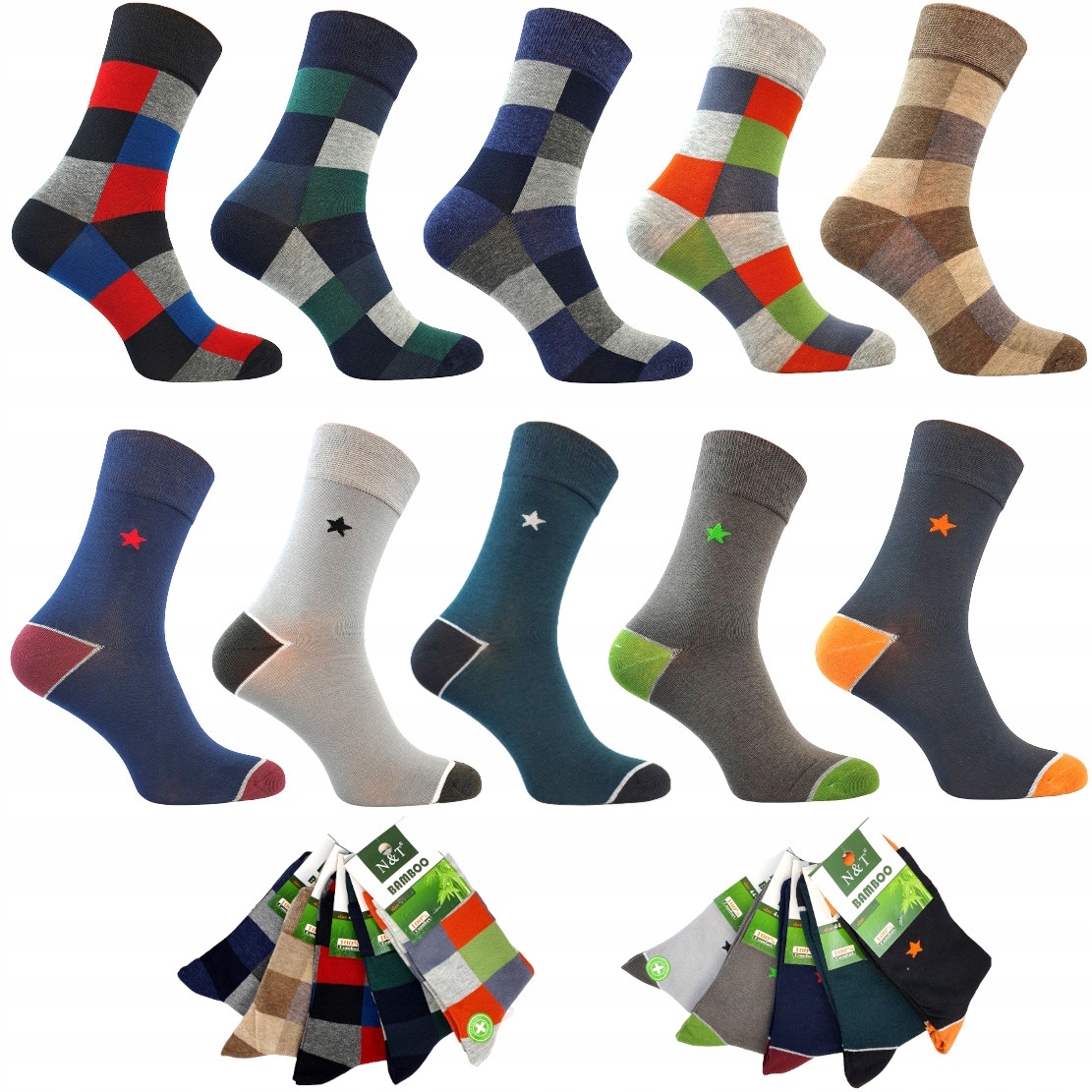 10 PAR BAMBUSOWE SKARPETY MĘSKIE KLASYCZNE STYLOWE ROBOCZE TRWAŁE WYGODNE