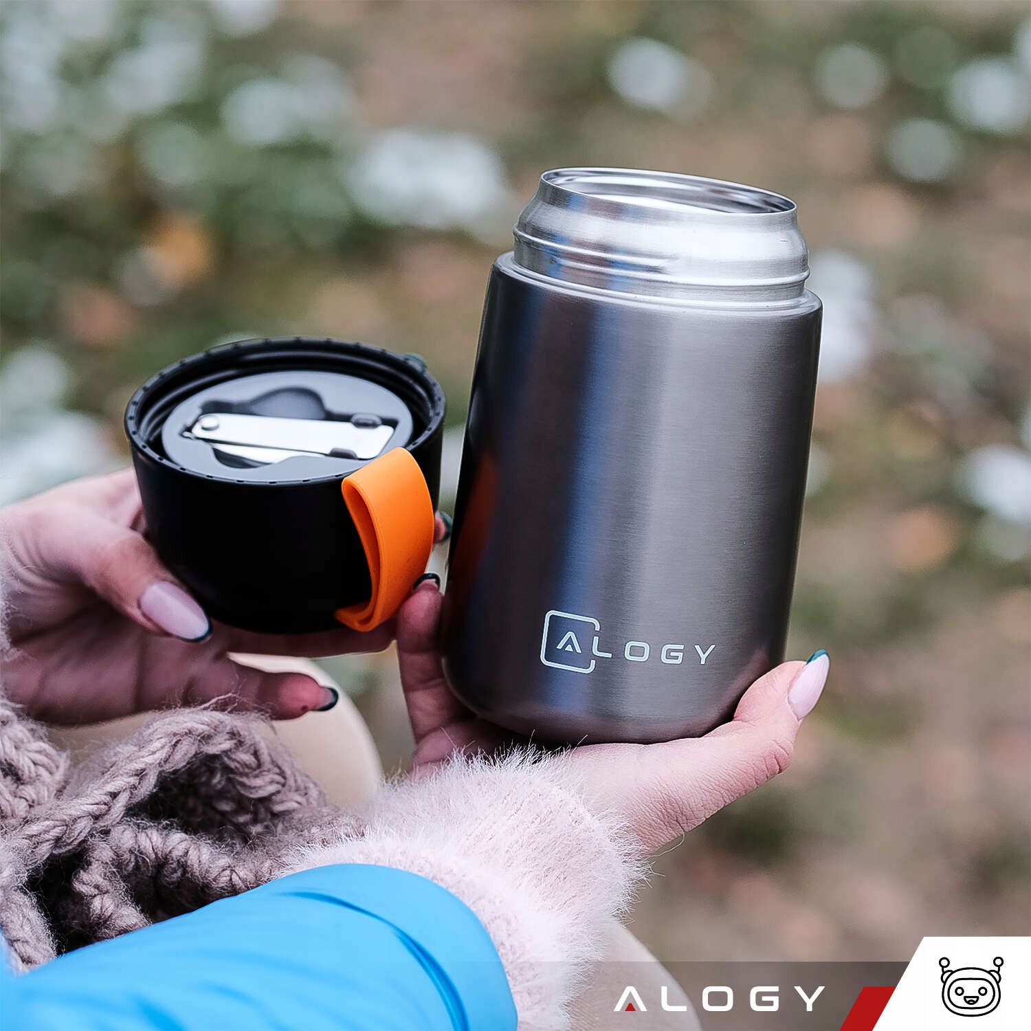 TERMOS OBIADOWY NA ŻYWNOŚĆ JEDZENIE ZUPĘ POJEMNIK TERMICZNY - PREMIUM Wysokość 19 cm