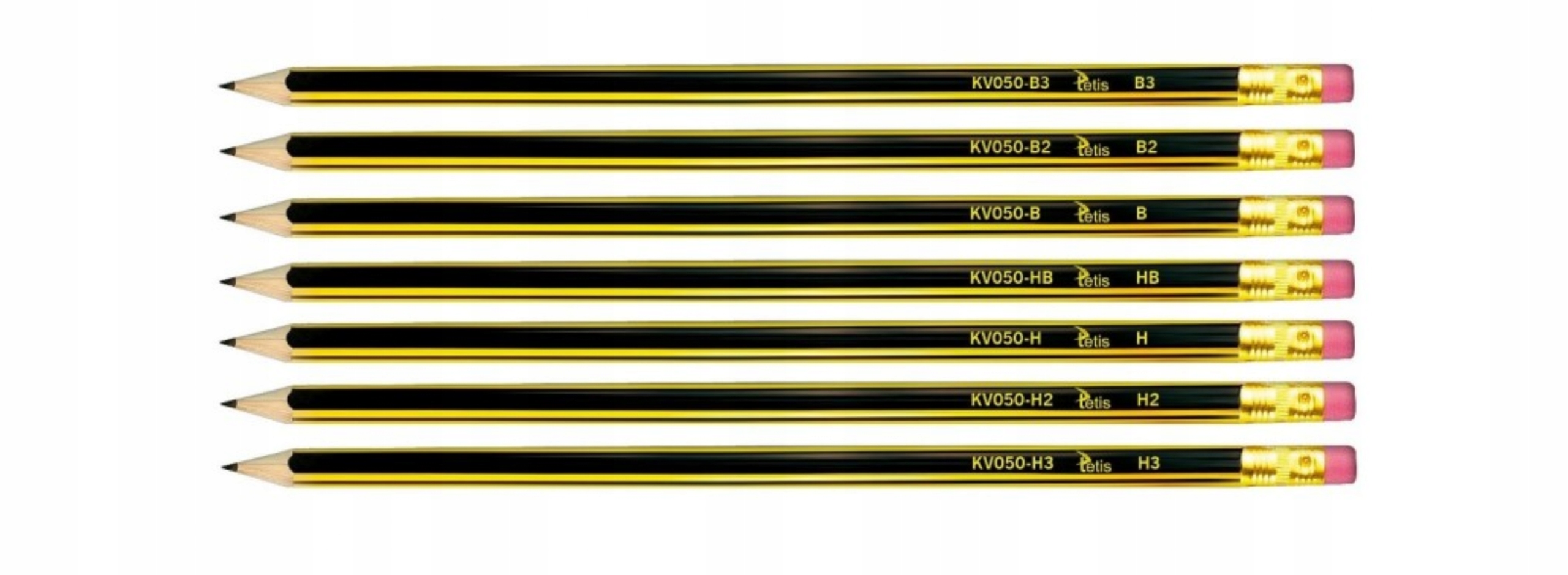 OŁÓWEK H3 Z GUMKĄ KV050 DO SZKOŁY I BURA TETIS Gumka z gumką