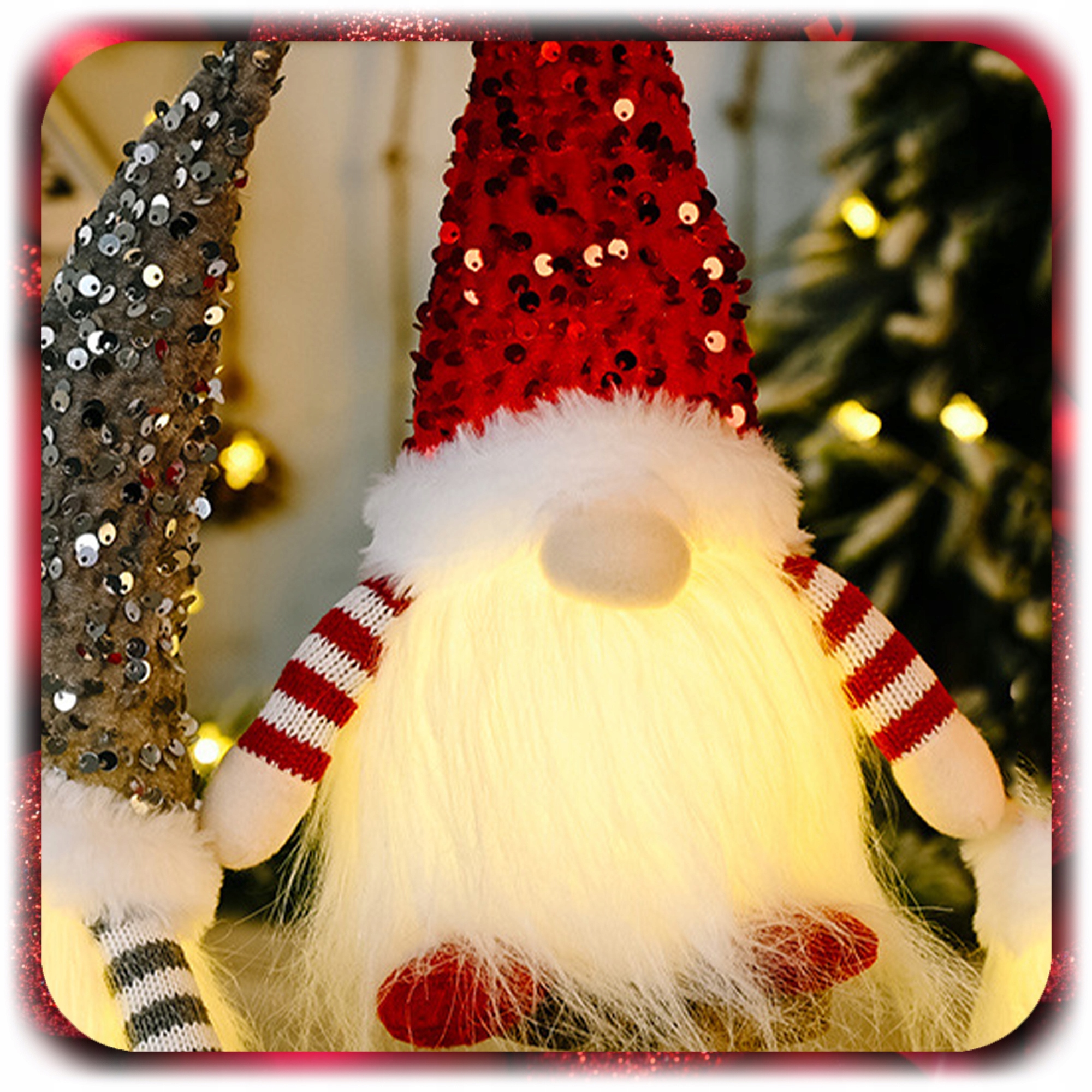 SKRZAT ŚWIĄTECZNY KRASNAL MIKOŁAJ GNOM ŚWIĘTA OZDOBA ŚWIECĄCY LED 2 SZTUKI Efekty świetlne