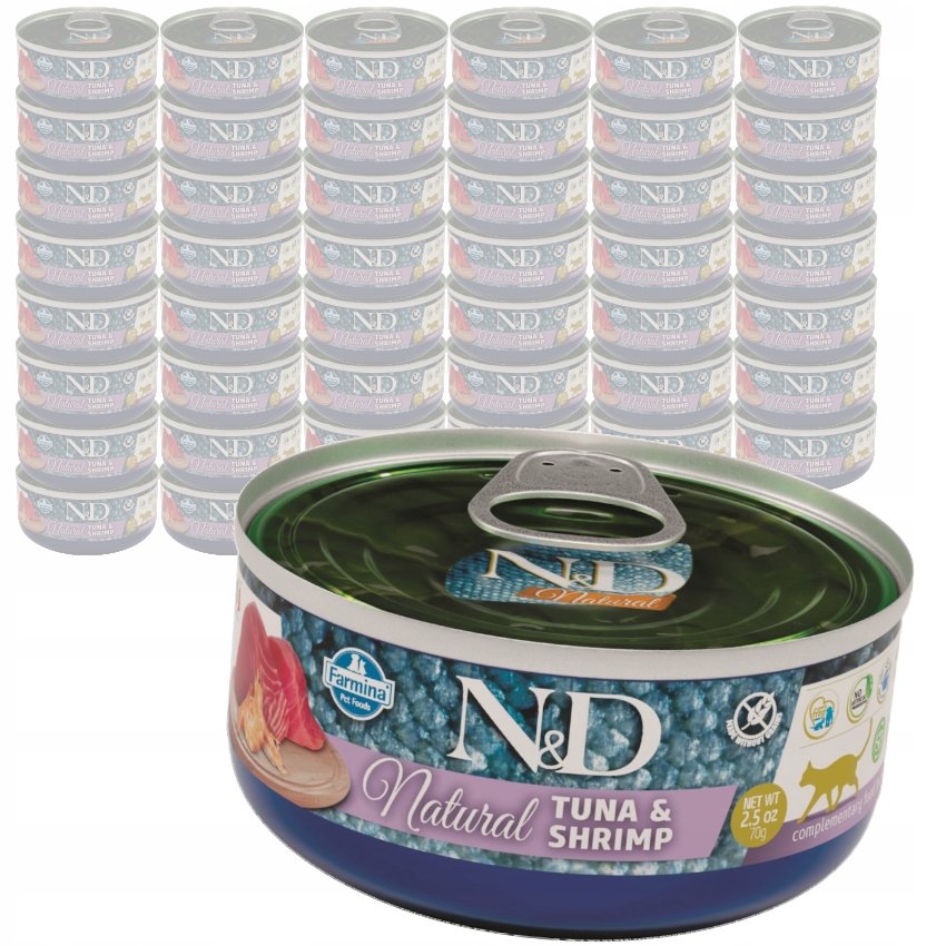 Farmina N&d Cat Natural 48x70g Mokré Krmivo Pro Kočky Tuňák Kreveta