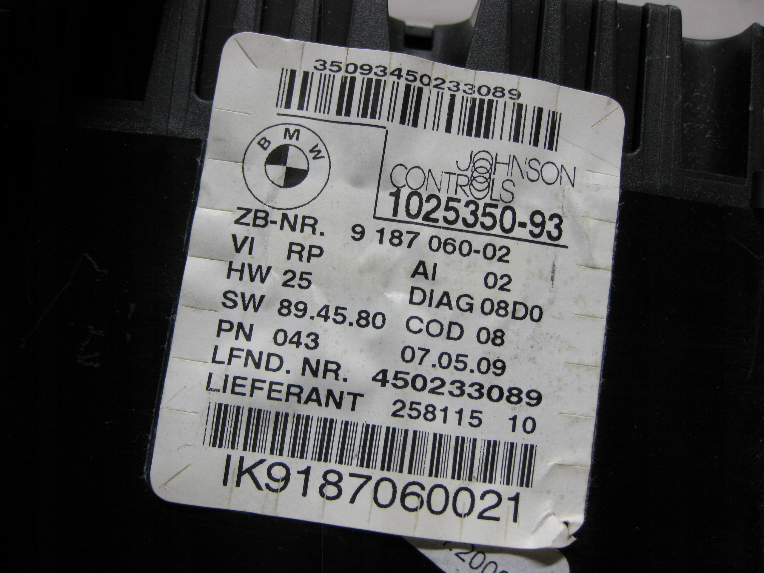 BMW E91 2.0 D 09R dials dials 9187060