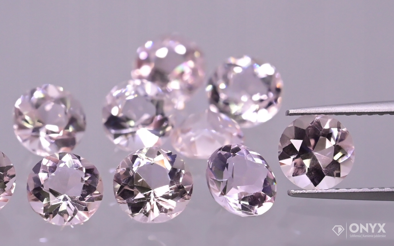 Morganit fazetovaný kulatý fi 6 mm