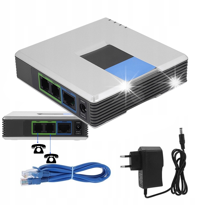 pro PAP2T-NA Porty PAP2T Brána Adaptér 2 Voip 2-PORTOVÝ Adaptér 100-240 V