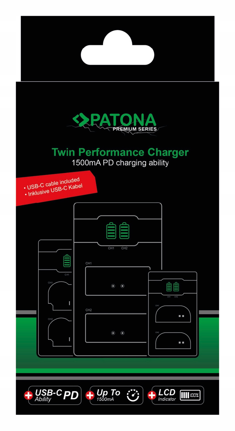 Ładowarka PATONA PD do Canon LP-E6 z kablem USB-C