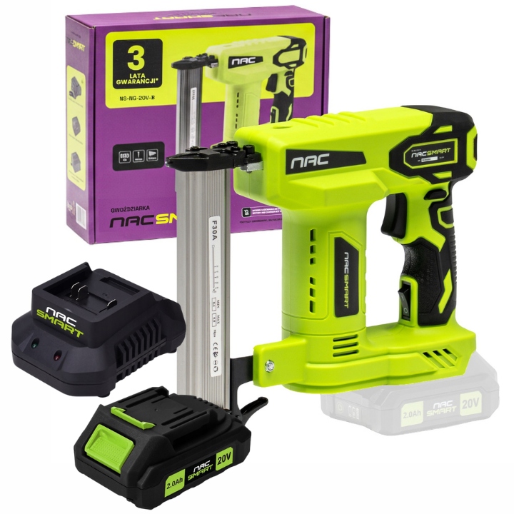 Gwoździarka Akumulatorowa 30MM 100SZT Nac Smart Zestaw Aku Szybka Ładowarka