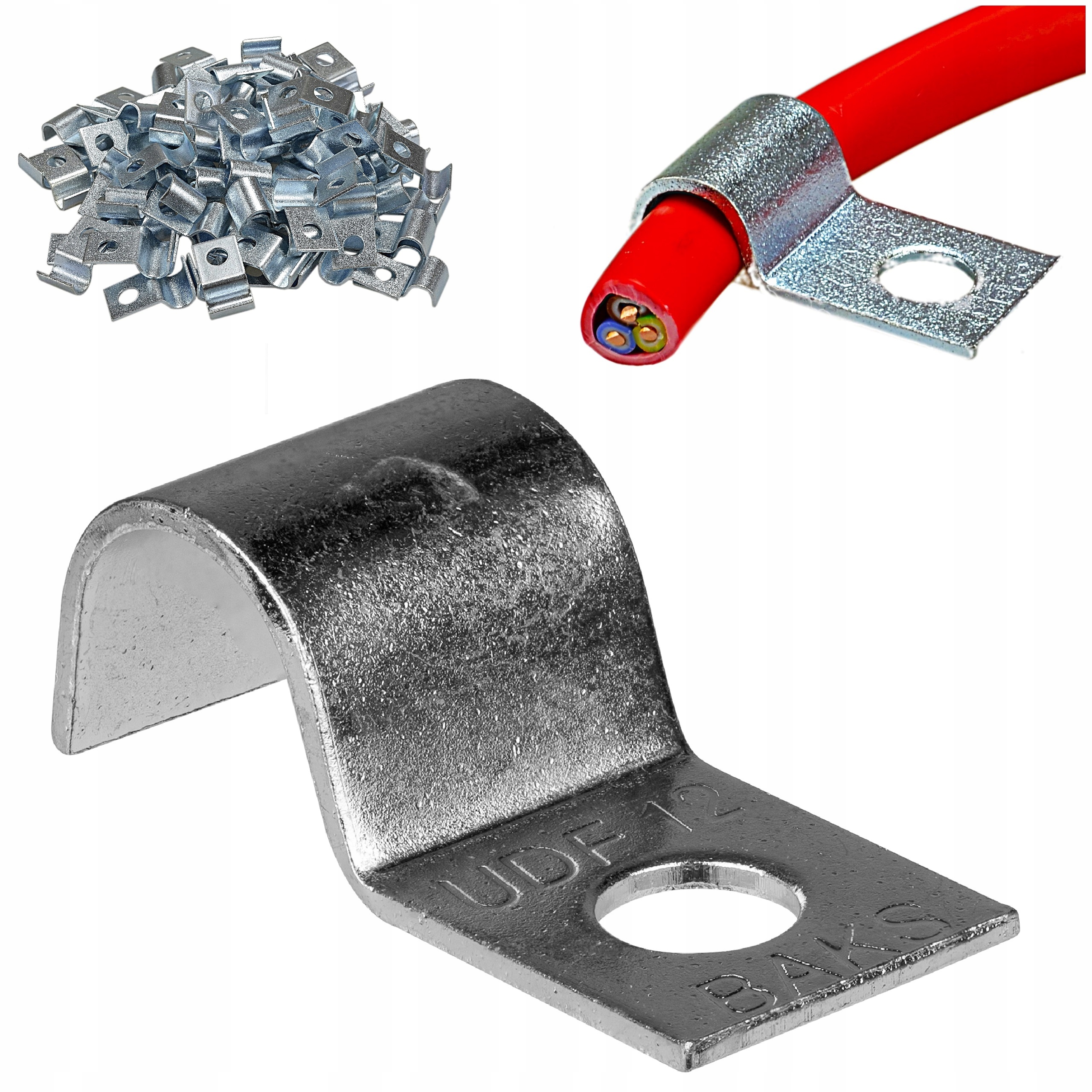 Uchwyt kablowy Baks Udf 10mm metalowy pojedynczy do kabla Hdgs Htksh 100szt