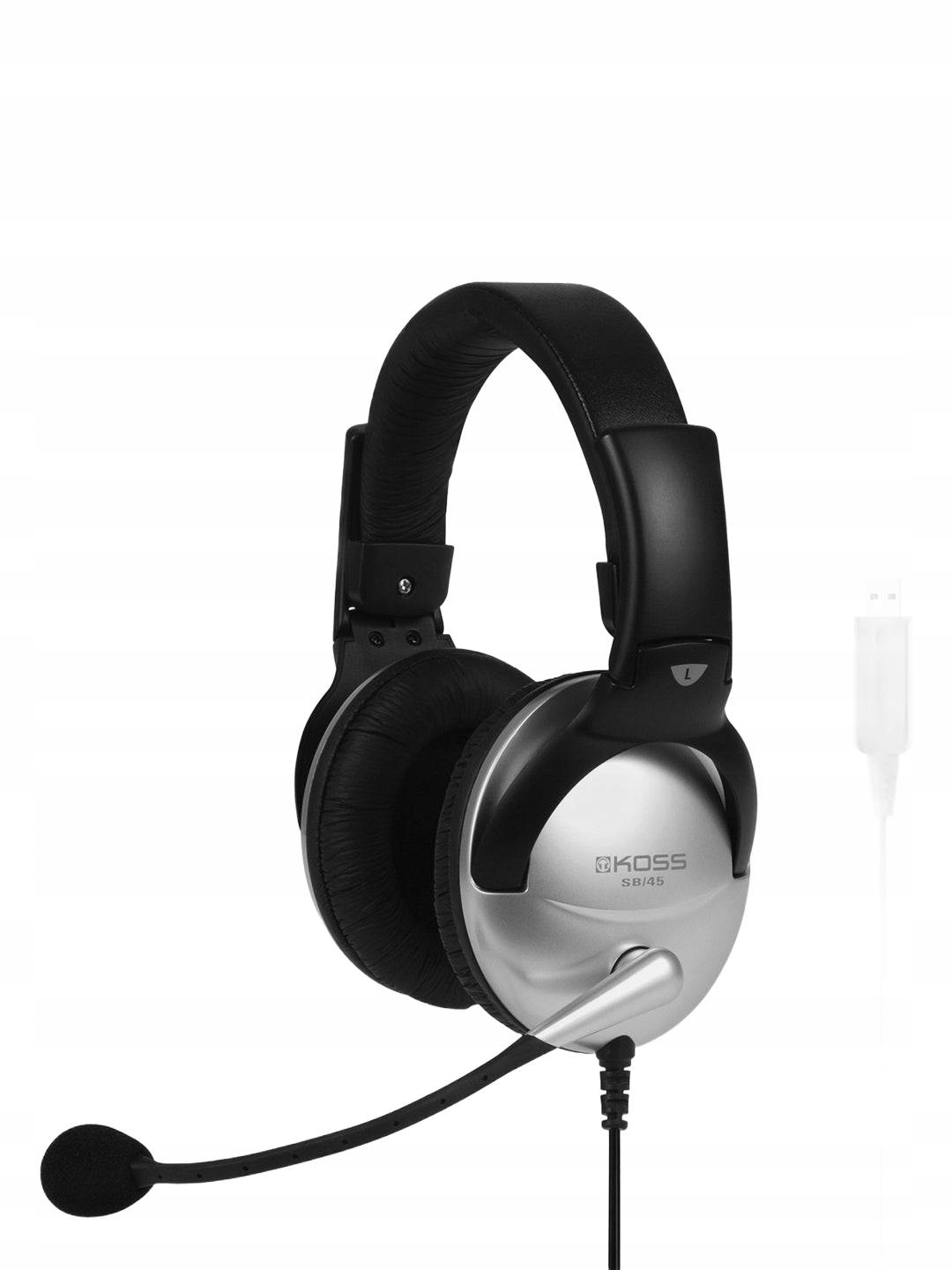 Słuchawki gamingowe Koss SB45 On-Ear z mikrofonem Usb srebrne/czarne