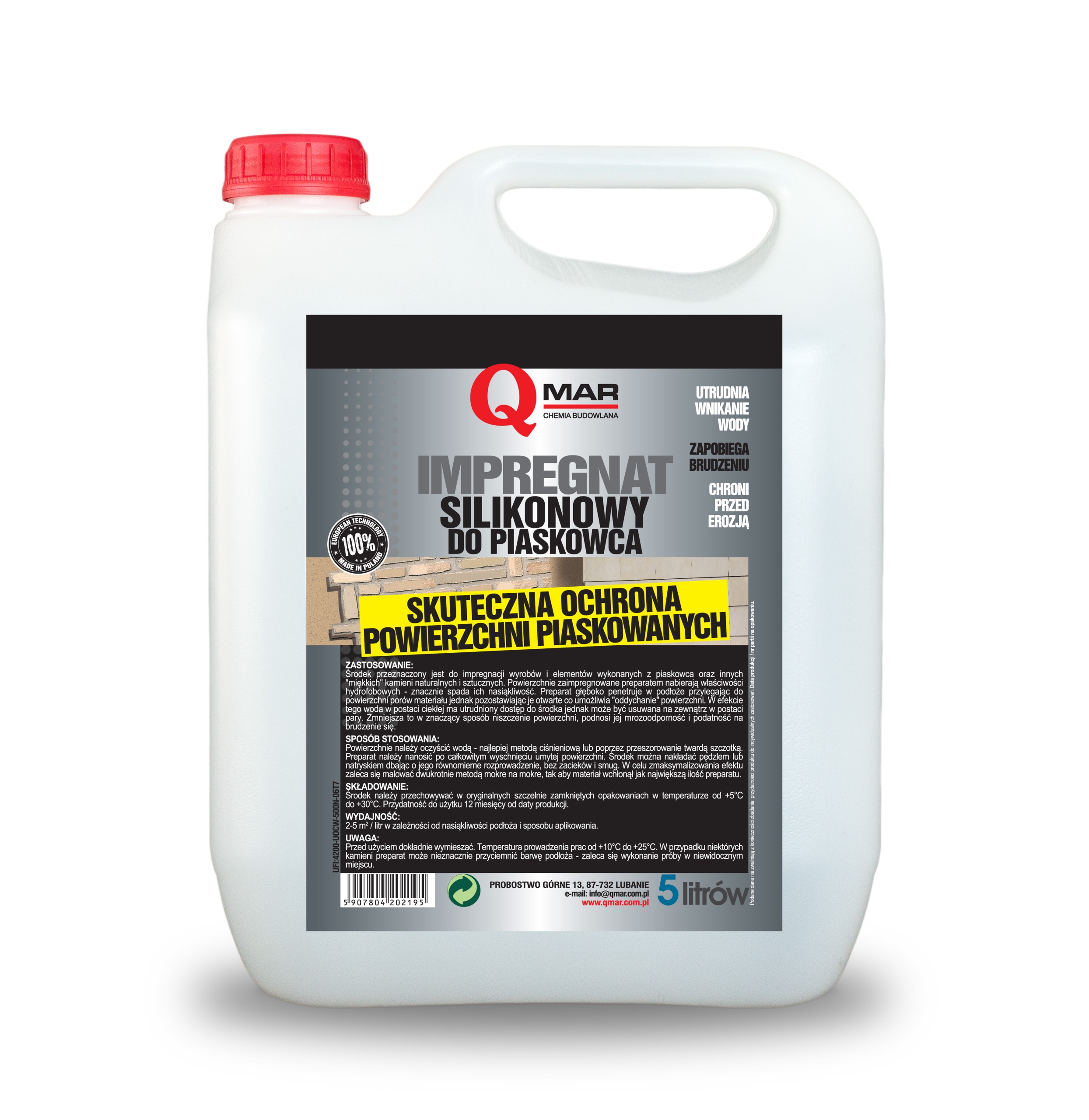 Impregnat Silikonowy Do Piaskowca Hydrofobowy 5L Qmar