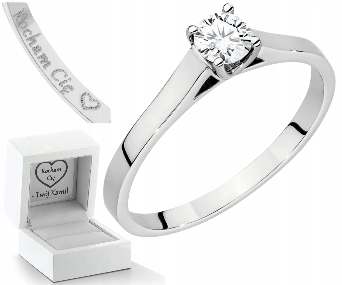 Bílý Zlatý Prstýnek S Laboratorním Briliantem 585 Gravírování Každá Velikost