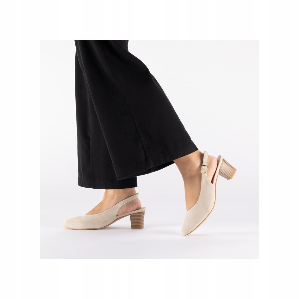 Rieker 44651-60 dámské béžové semišové sandály na podpatku 5,5 cm, pohodlné40