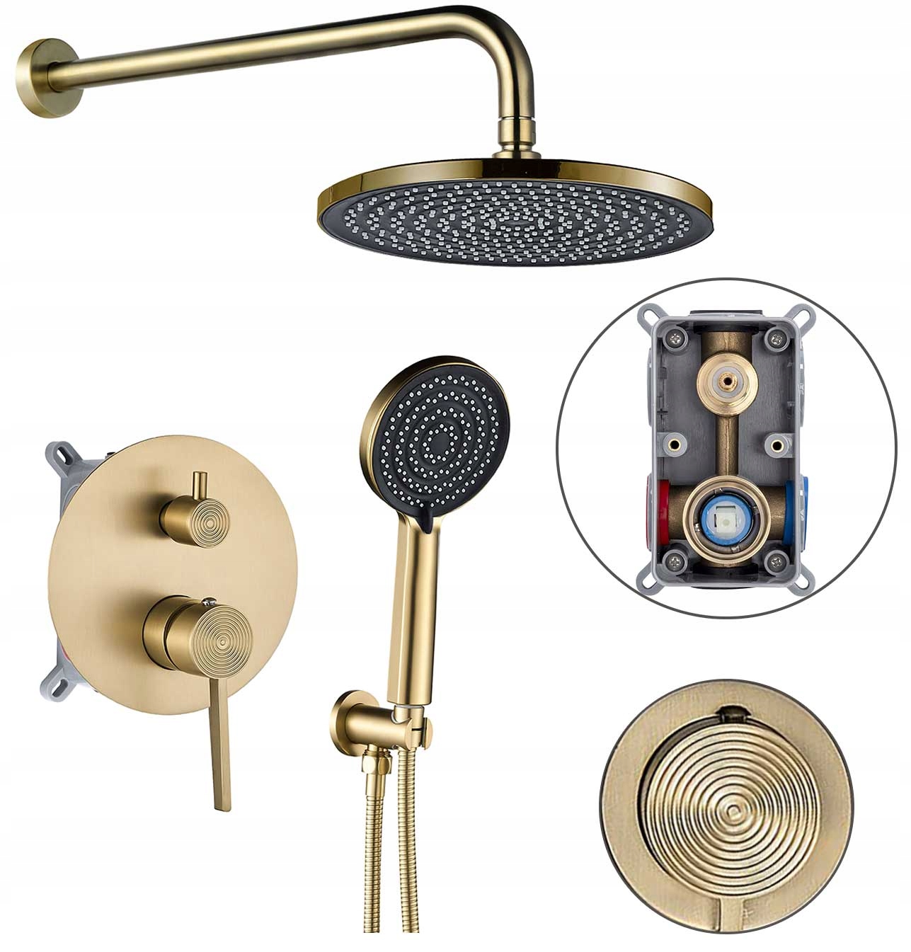 Podomietkový striekací set zlatý kartáčovaný Foster dažďová sprcha Box