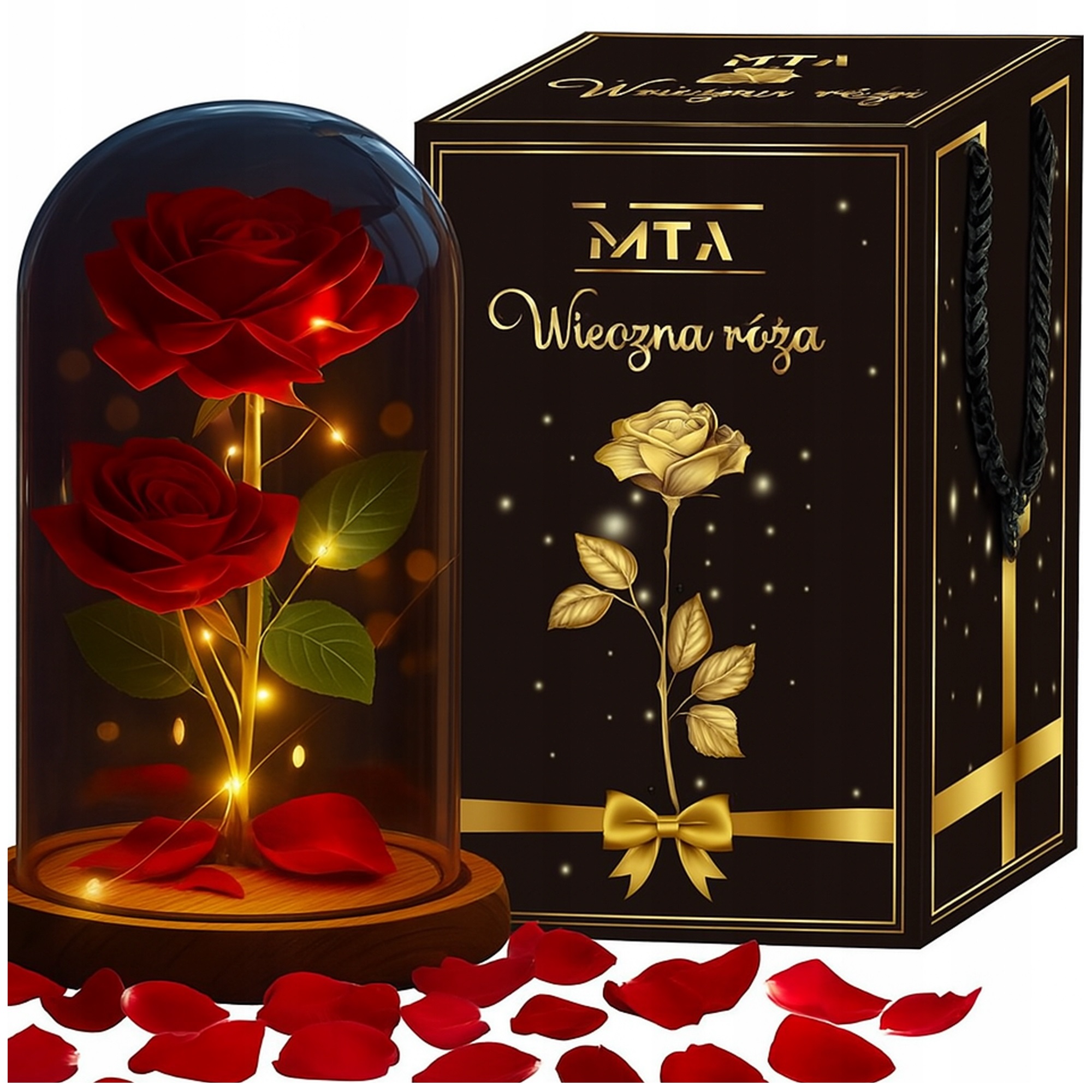 Led Věčná Růže Ve Skle, Elegantní, Stylová, Ideální Dárková Sada