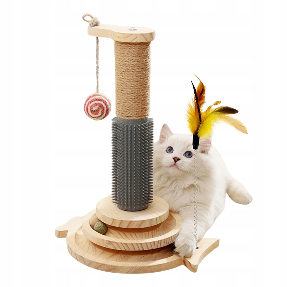 Levně Otočné Škrabadlo Pro Kočky S Pírkem Masážní Přístroj Sisal 29×40 CM Pro Hraní Sloupek
