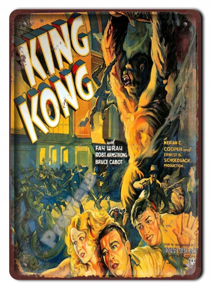 King Kong Plakat Filmowy Metalowy Szyld #17268