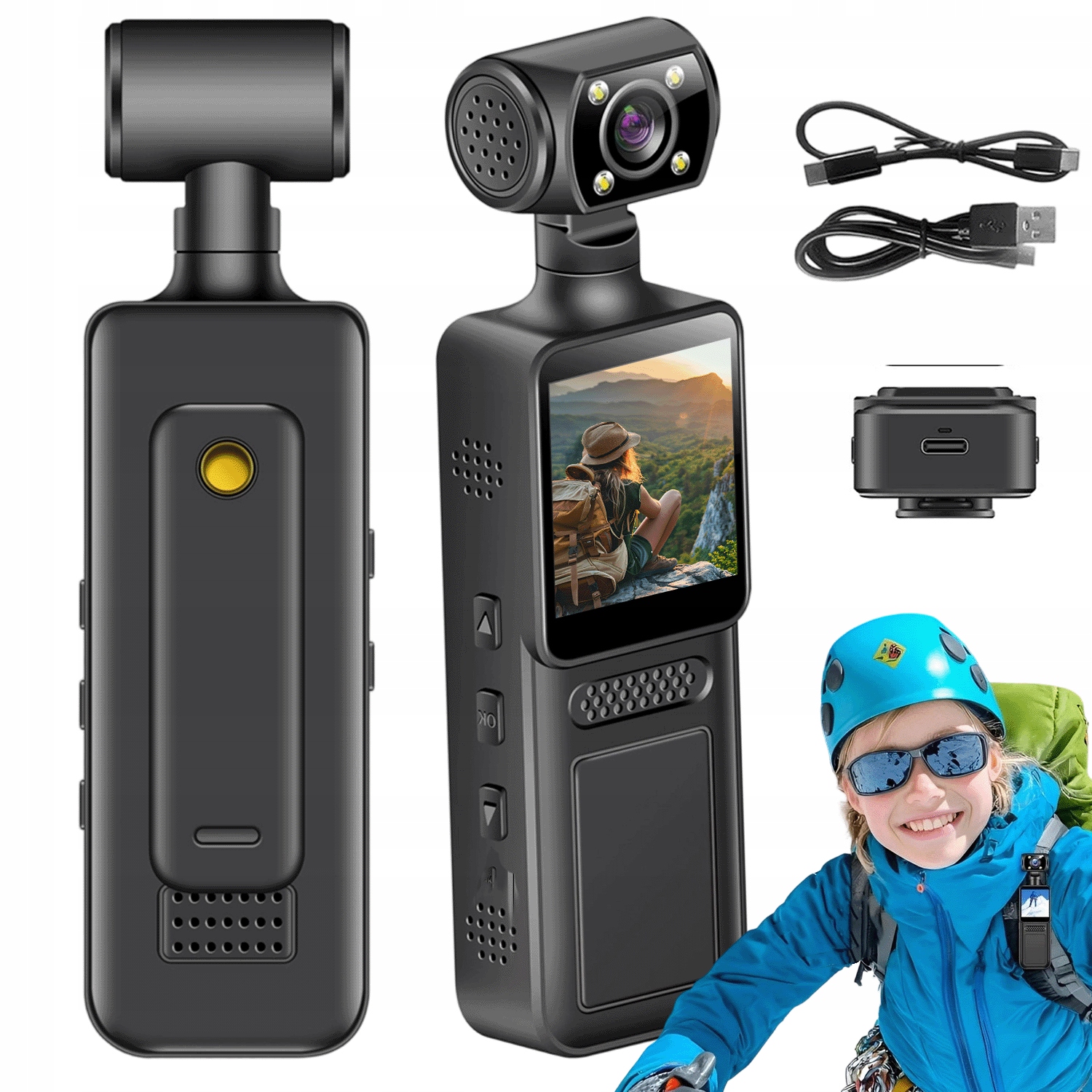 Kapesní 4K Wifi Kamera S Klipem Na Helmu, Nahrávání V Kvalitě Uhd