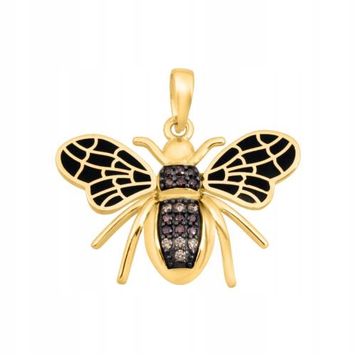 Ženský Zlatý Přívěsek 585 motýlek s černým smaltem a kamínky