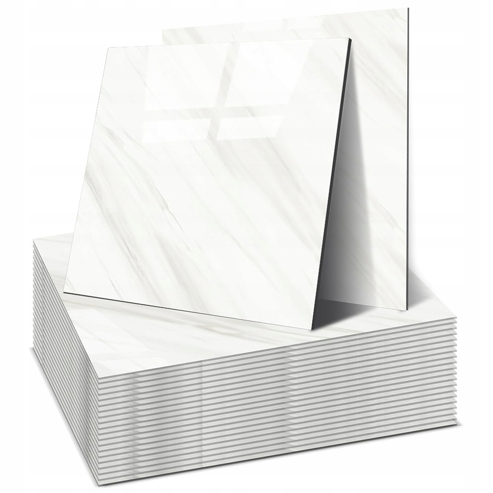 40 Szt Panele Ścienne Samoprzylepne Tapeta Płytka Marmur Pcv 30X30CM Białe