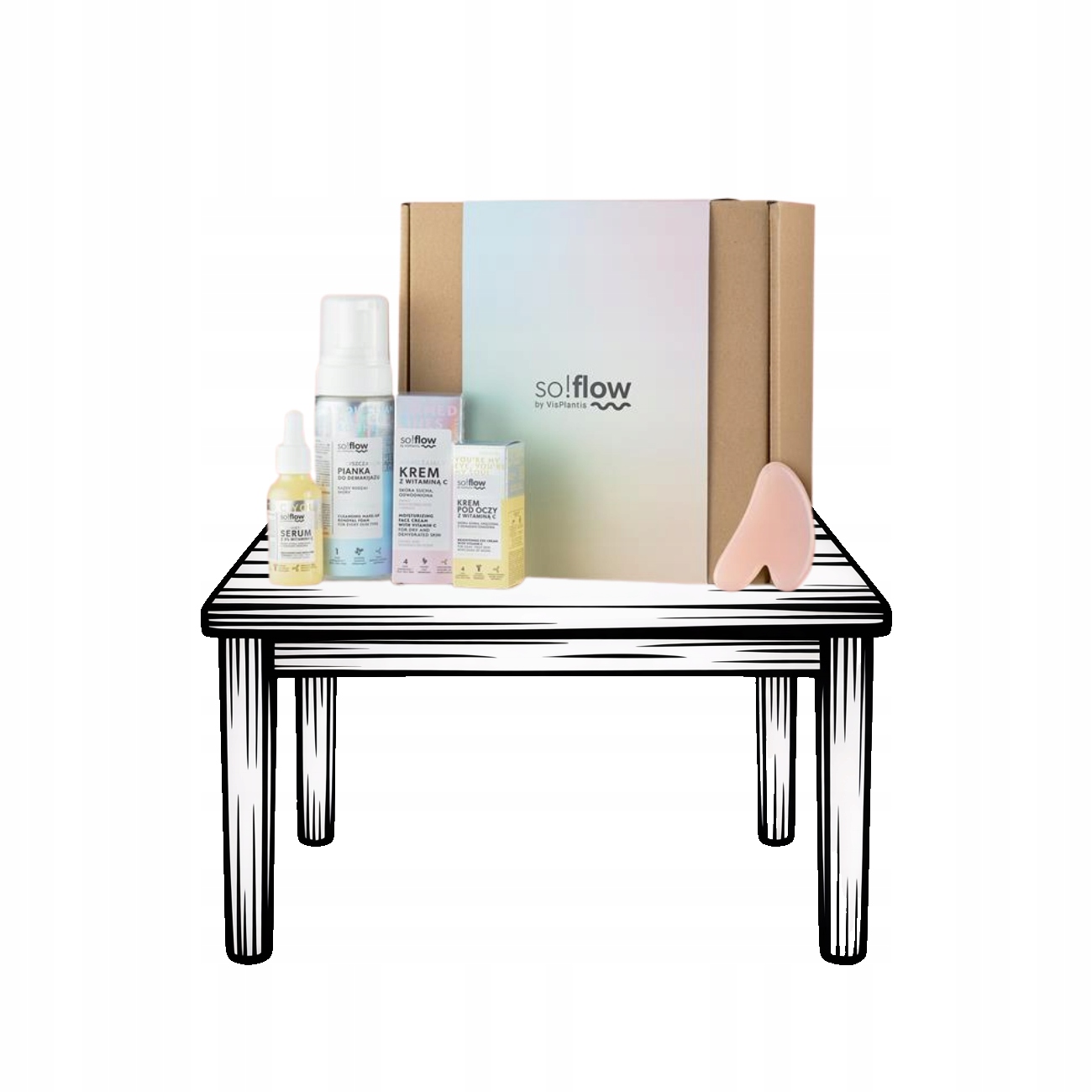 Zestaw kosmetyków so!flow pielęgnacja twarzy wit.C kamień gua sha