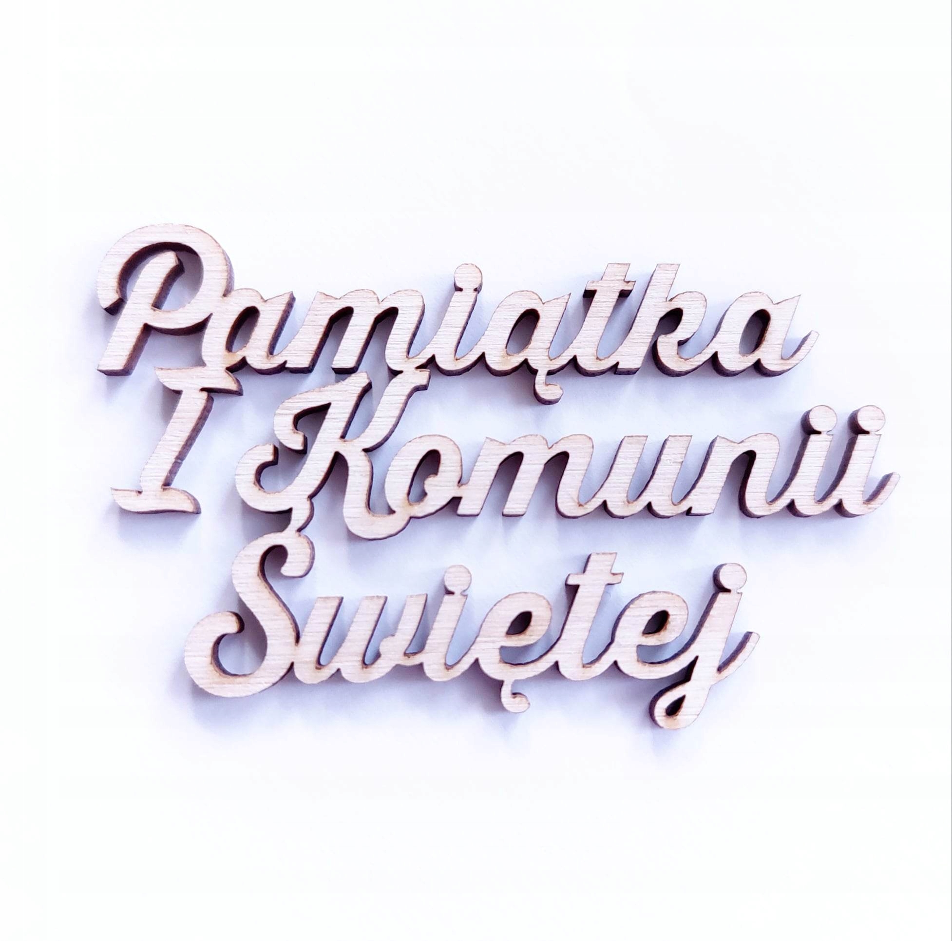 

Pamiątka I Komunii Świętej napis sklejka