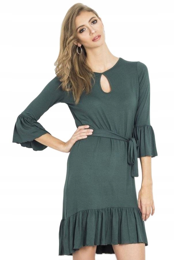 Zelené Ležérní Šaty Shira Z Viskózy S Volánem 38