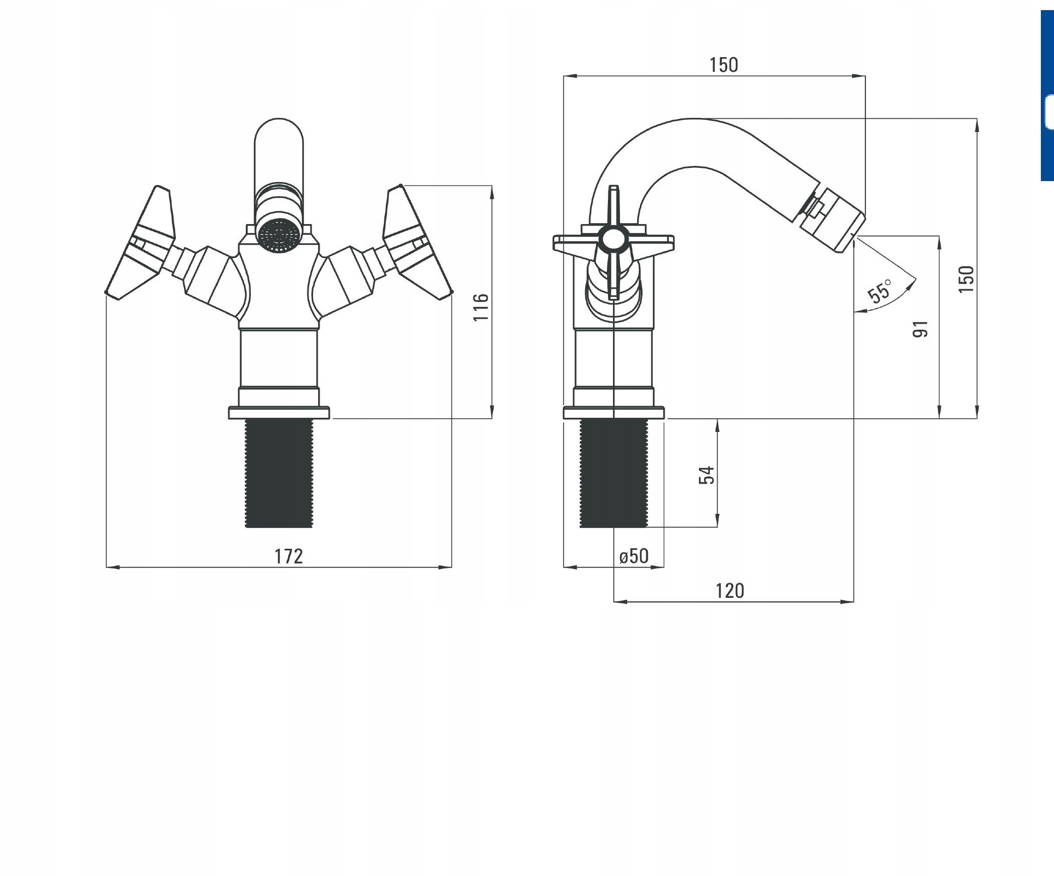 BATERIA BIDETOWA TEMISTO CHROM Z KORKIEM CLICK Marka inna