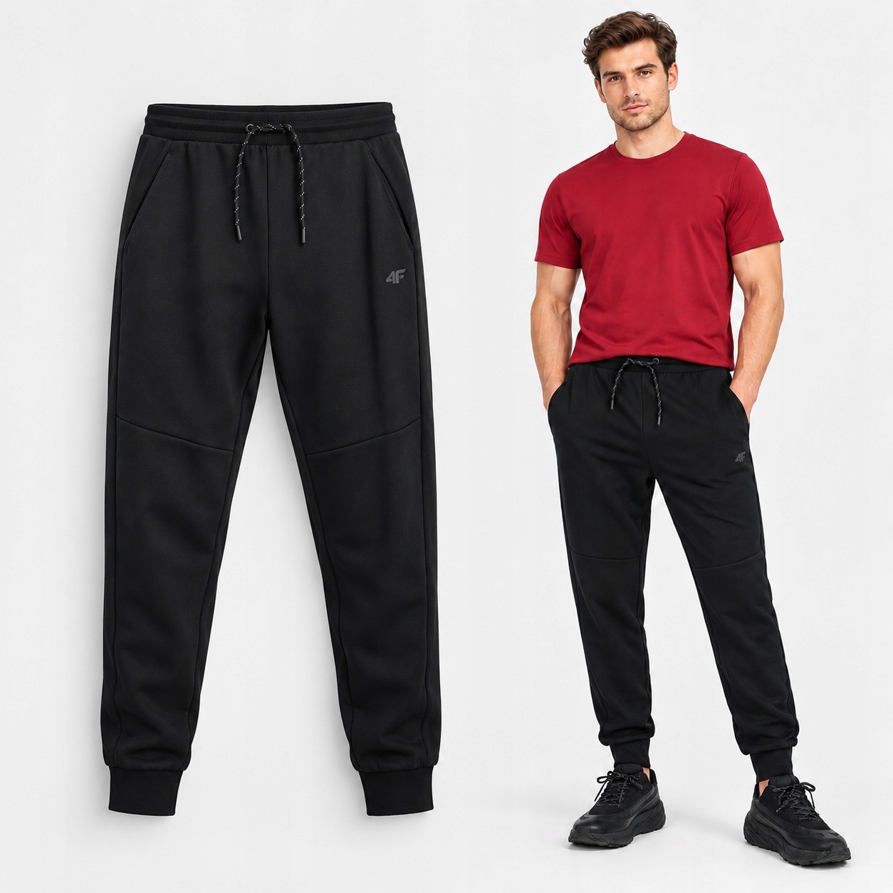 Pánské teplákové kalhoty 4F Joggery Plus Size Bavlněné Černé 3XL