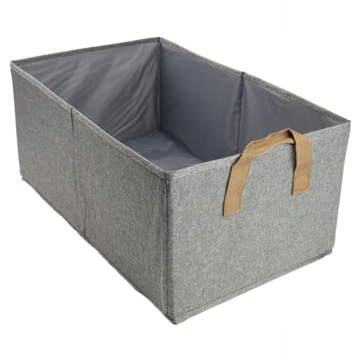 SKŁADANY KOSZ MATERIAŁOWY SZARY 40x27x17CM Z UCHWYTAMI ORGANIZER POJEMNIK