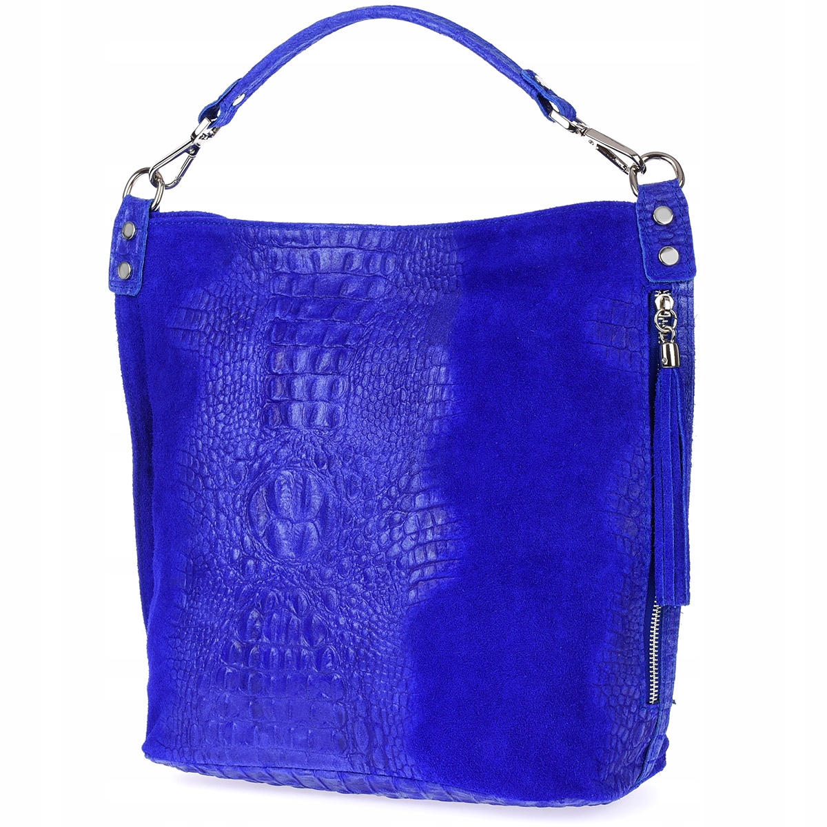 Kožená semišová kabelka Croco shopper velká