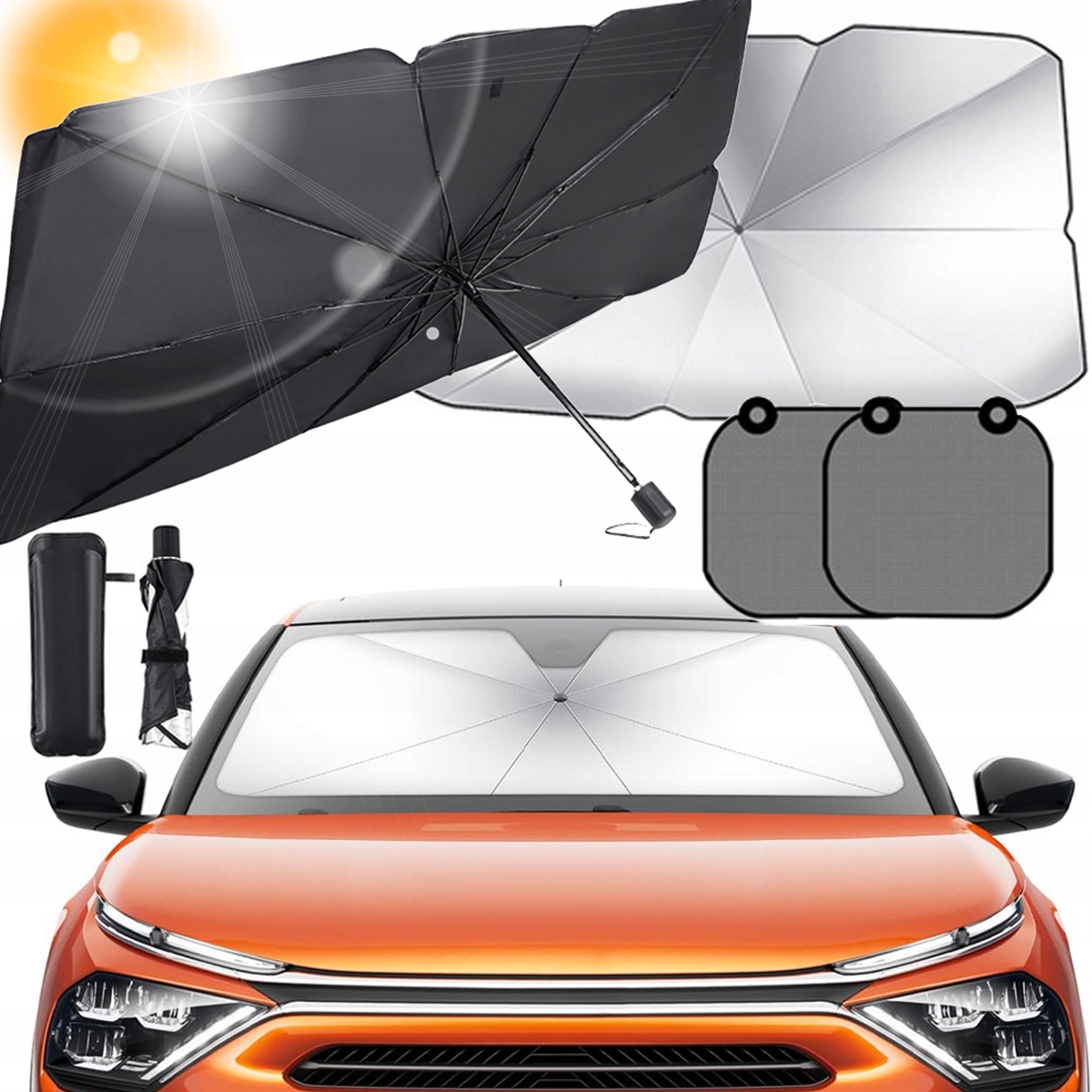 ROLETA DO SAMOCHODU PARASOL PRZECIWSŁONECZNY NA PRZEDNIĄ SZYBĘ AUTA+ZASŁONA