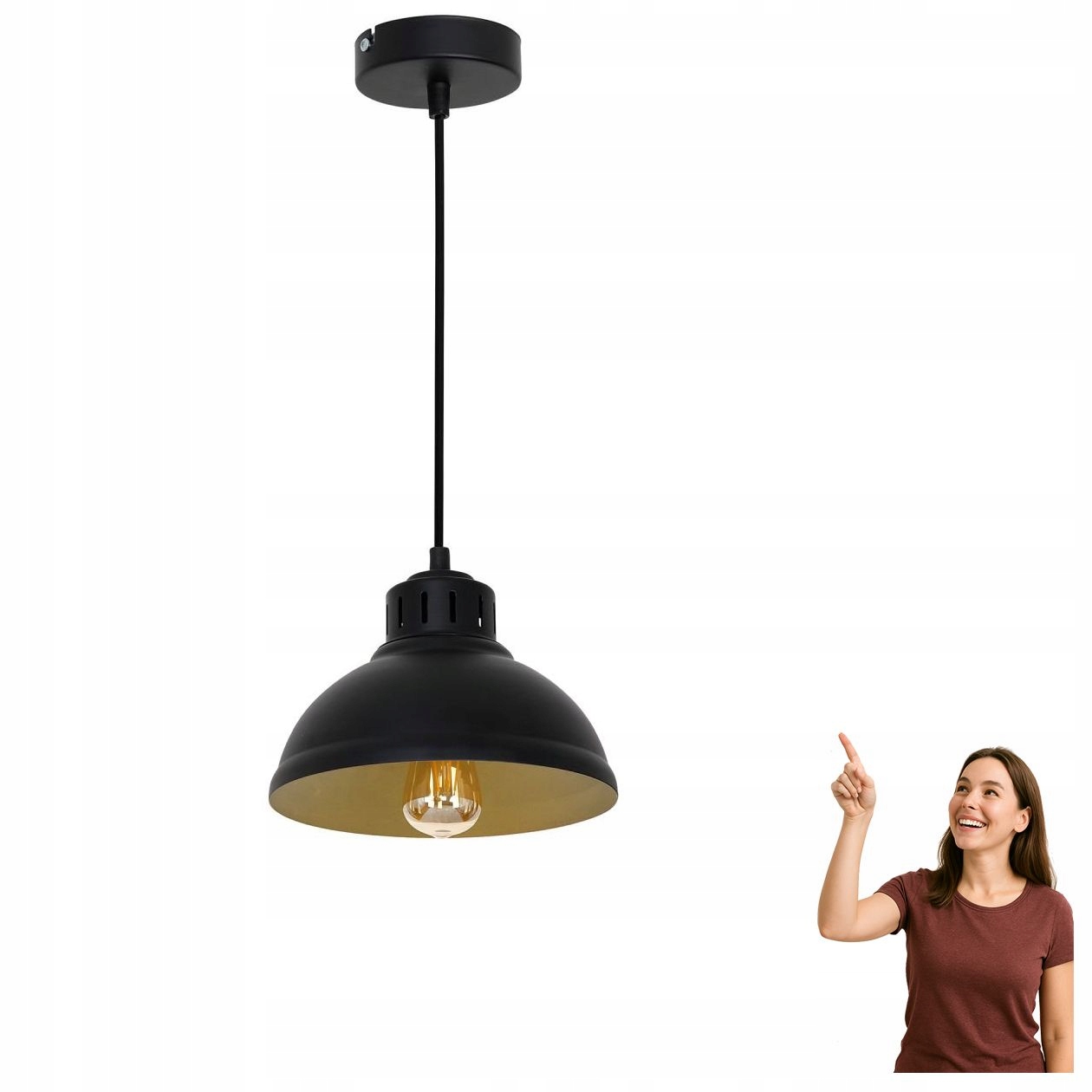 Černá závěsná lampa Sven 9142 Luminex