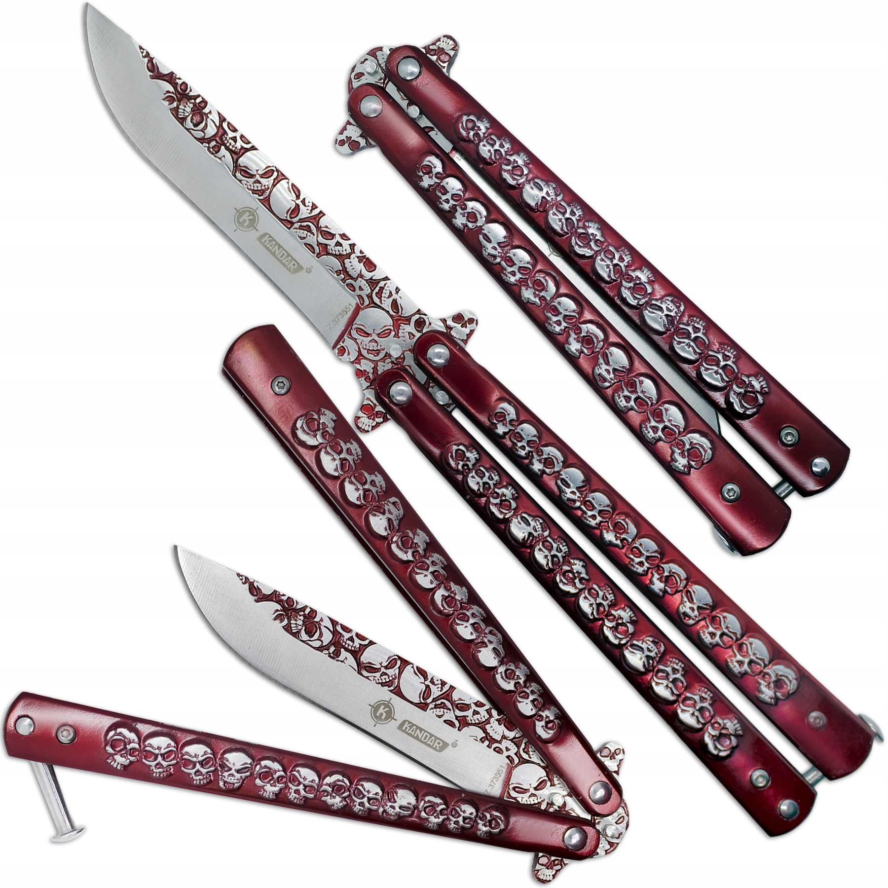 Nóż Składany Motylkowy Motylek Skulls Balisong