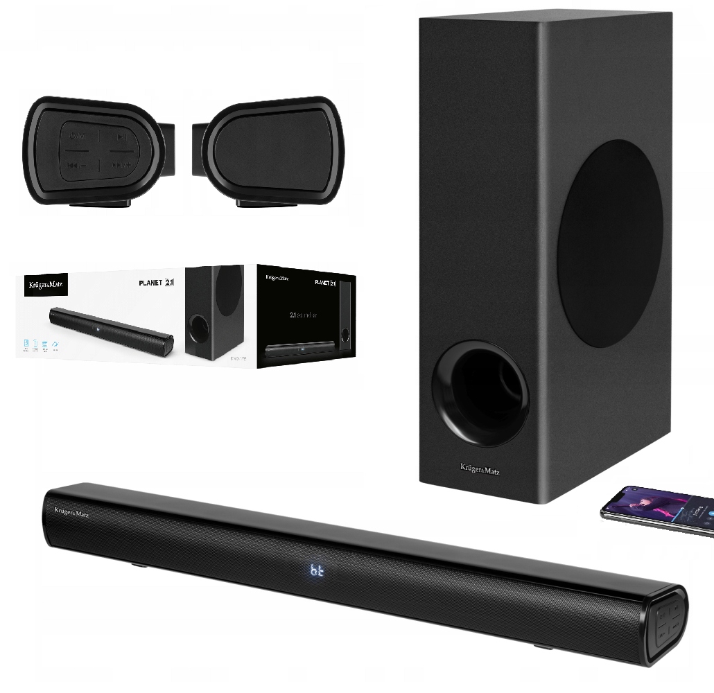 Kruger&Matz Planet 2.1 Subwoofer Soundbar Bluetooth 5.3 Usb AUX-in Hdmi