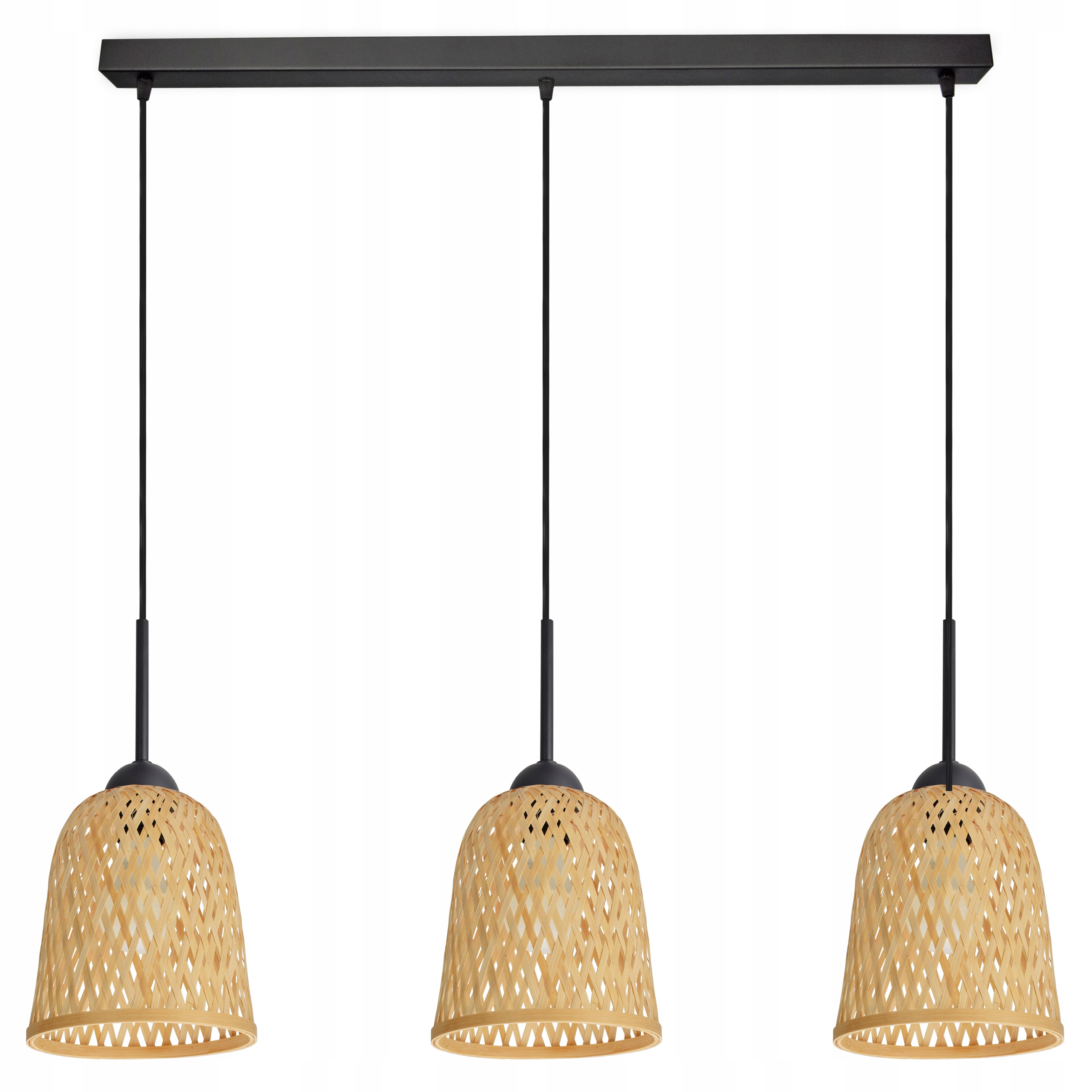 Závesná stropná lampa Bambusová pletená Boho Prírodná 582-BZ3 Led čierna