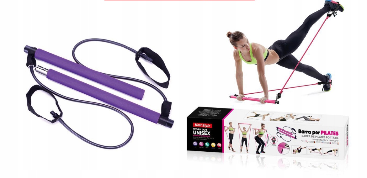 

Drążek fitness z gumami do ćwiczeń pilates Bar