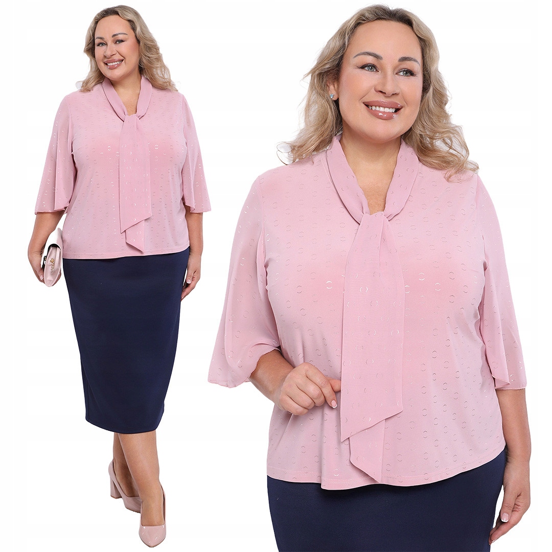 Różowa bluzka z wiązaniem plus size rozmiar 58