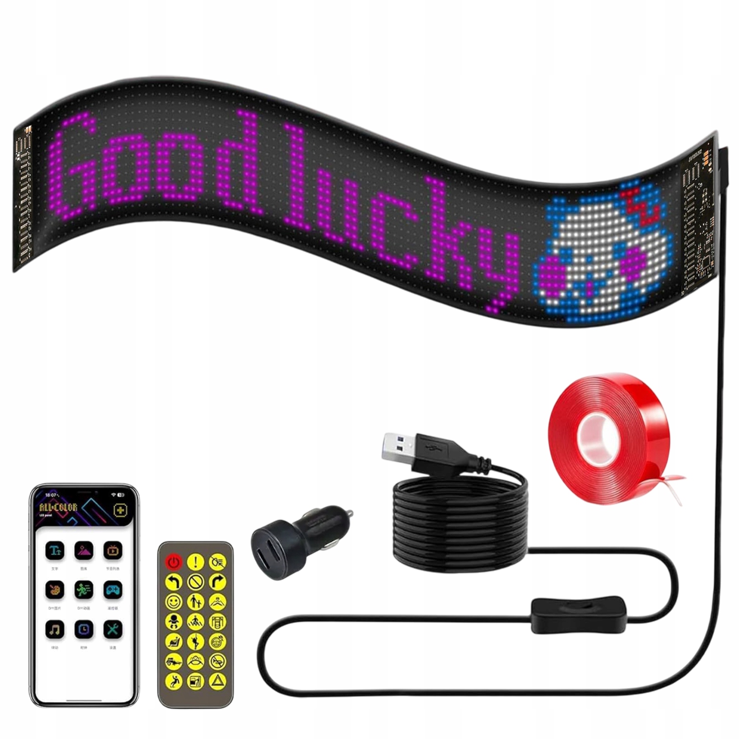 Programovatelná Obrazovka Panel Pixell Led Rgb Oči App Bt Do Auta A Reklamy